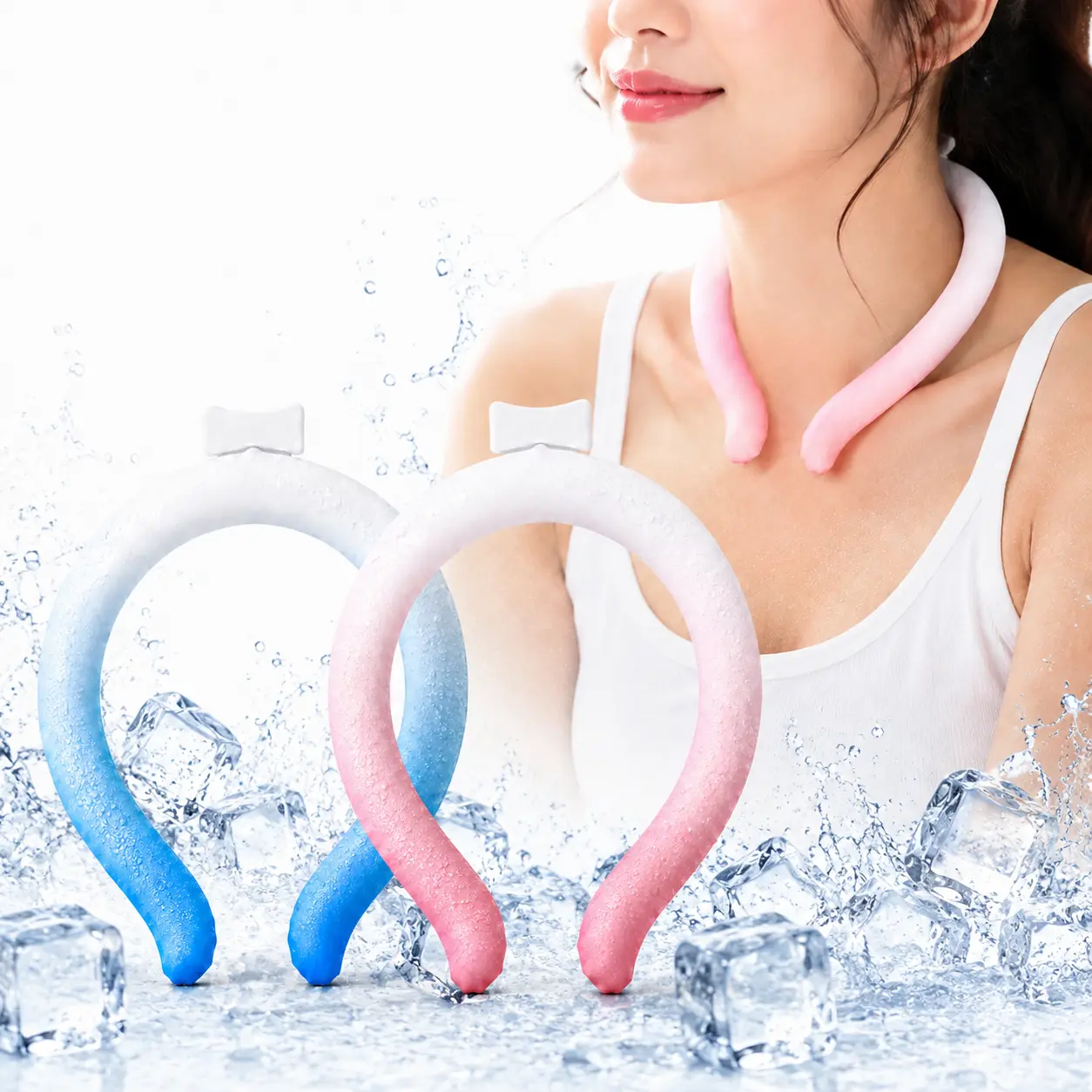 Neck Cooling Tube – Freezes Below 82°F/28°C, Reusable Wearable Cold Ice Ring Body Cooling Products, Hands-Free Cooler for Summer Outdoor Activities & Exercise, Hands-Free Ice Packs Cooling Pads Ice Compress, Long-Lasting Hot Weather Relief for Men Women