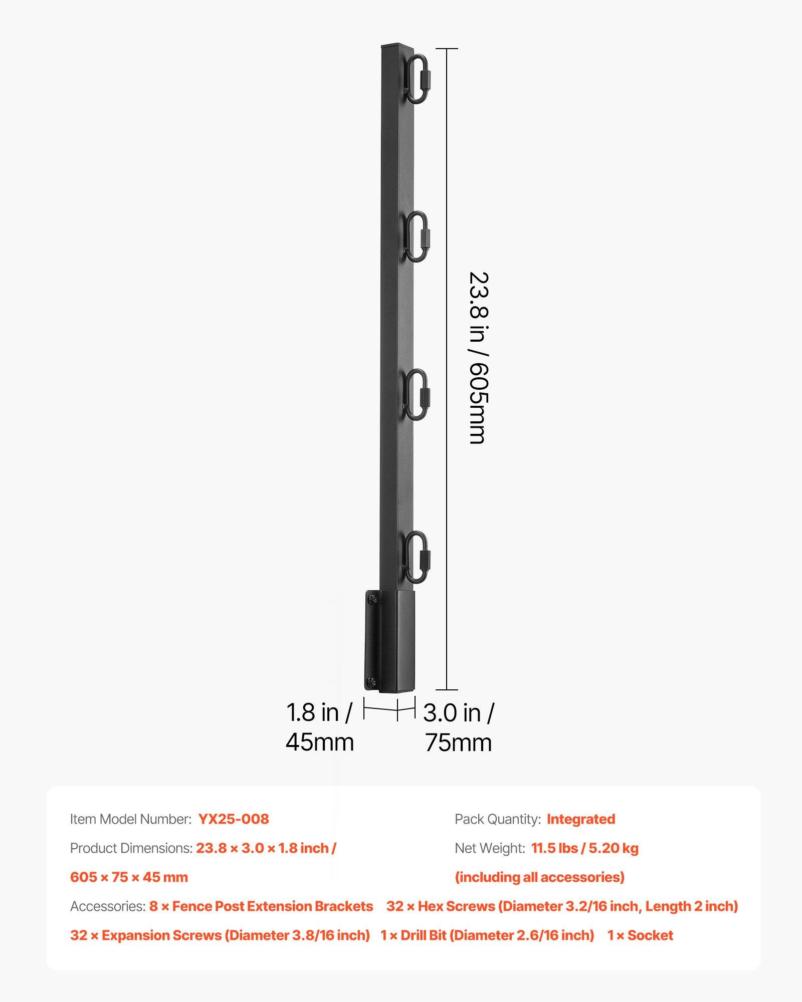 VEVOR Fence Post Extender, 8 Packs 23.8 in Barbed Wire Arm, Sturdy Steel Fence Height Extender, Flat or Surface Mounted Barbed Wire Extension Arms, Protect Privacy and Prevent Pets Jumping Off VEVOR Fence Post Extender, 8 Packs 23.8 in Barbed Wire Arm, Sturdy Steel Fence Height Extender, Flat or Surface Mounted Barbed Wire Extension Arms, Protect Privacy and Prevent Pets Jumping Off