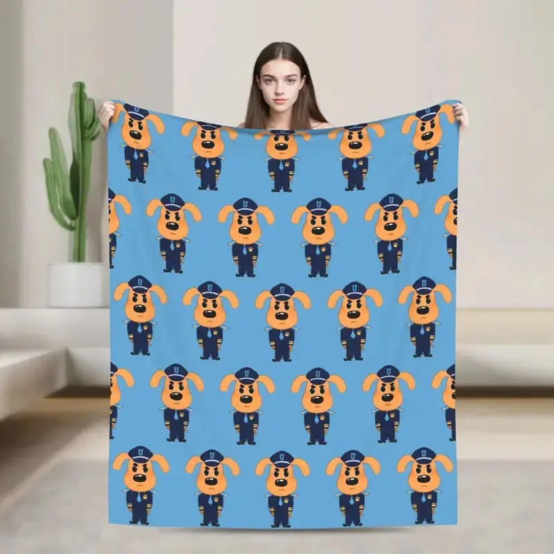Sheriff Labrador Cartoon Blankets Dog Plush Throw Blankets Bedding Couch Printed Lightweight Bedspreads