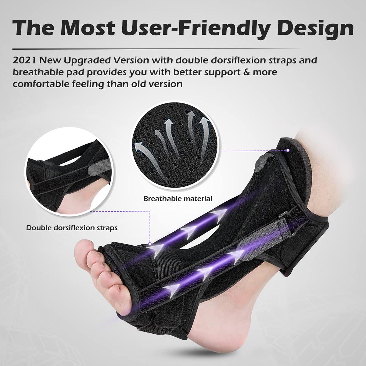 Plantar Fasciitis Night Splint Adjustable Foot Drop Orthotic Brace for ...
