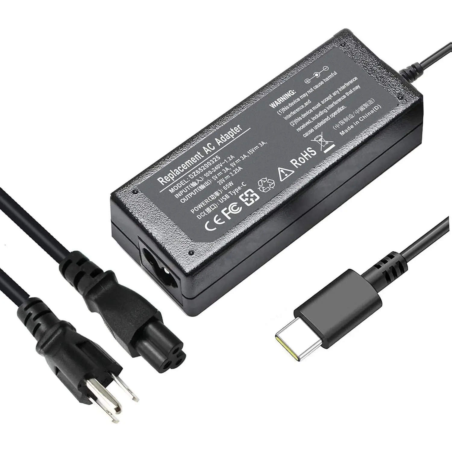 65 Watt USB C Charger for  Latitude 5420 5540 Chromebook 3110 3100 2-in-1 for  Spectre X360,Elite x2 for  Thinkpad/Yoga/Chromebook, ADLX65YDC2A for XPS and Latitude 5000