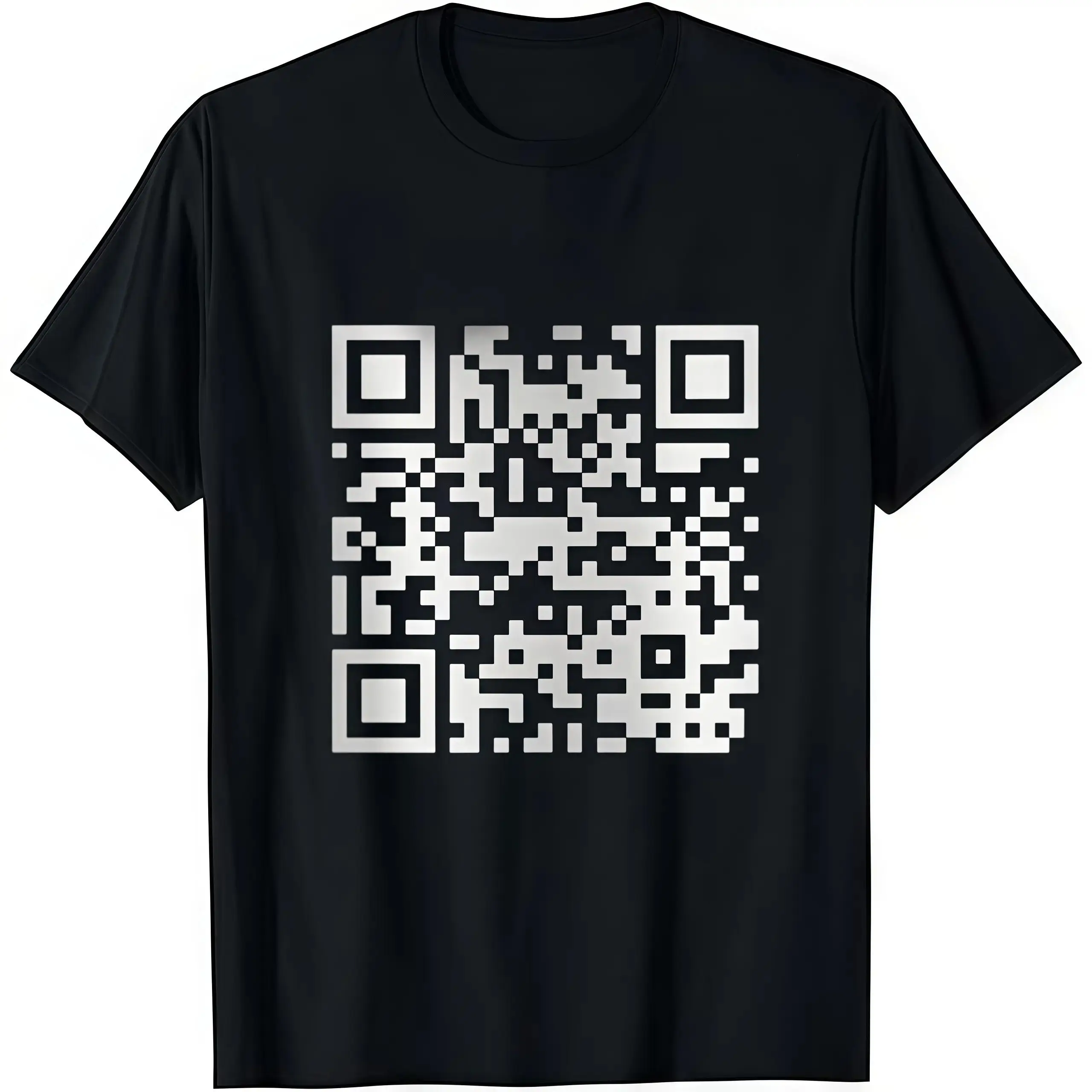 Men's Funny FU QR Code Graphic T-Shirt, Soft Cotton Casual Streetwear, Lightweight Short Sleeve Round Neck Top for Everyday Wear, Tshirt, Clothes vintage classic summer black tees day gift man breathable outdoor comfortable