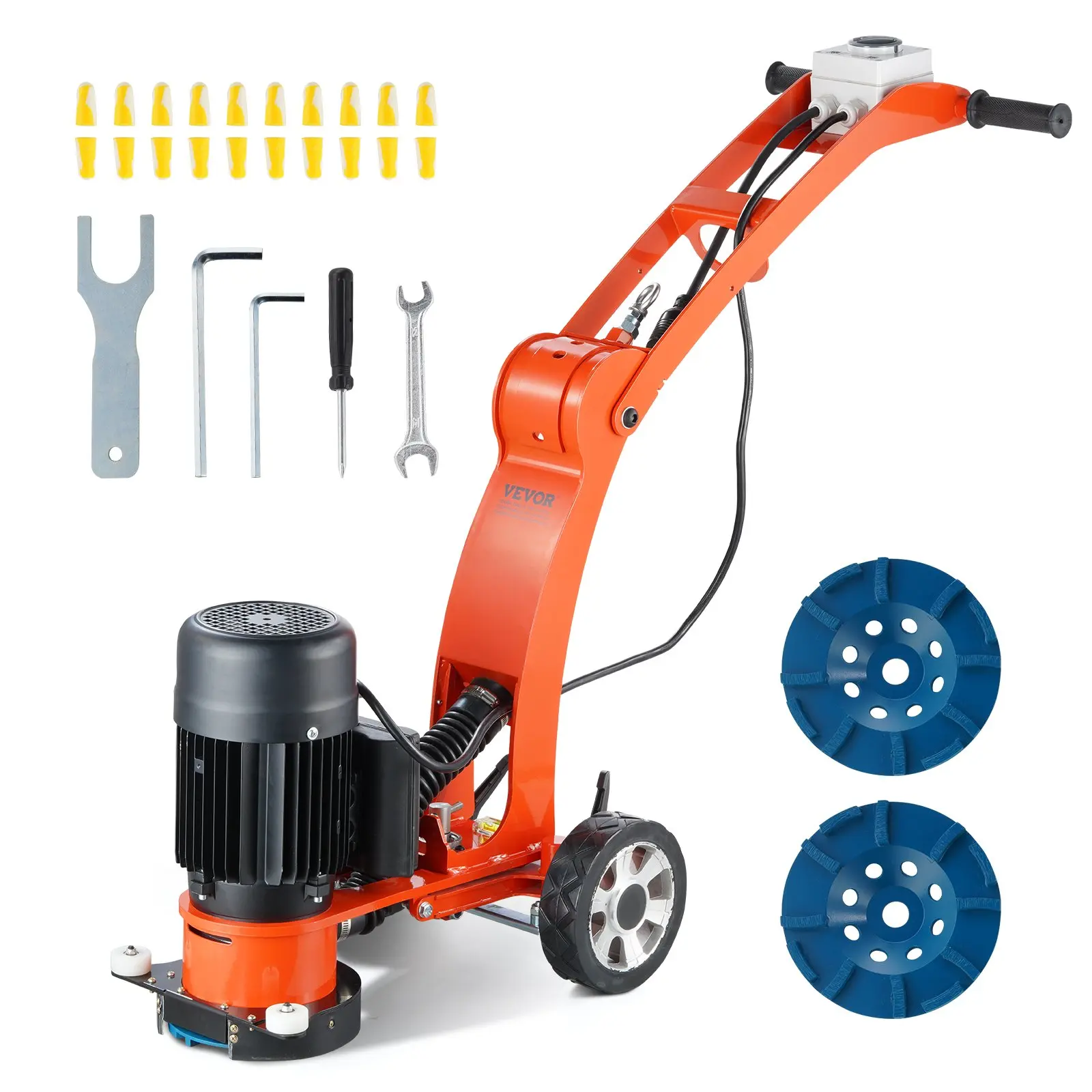 Electric Concrete Floor Grinder 7" Walk-Behind Grinder 1.7HP Concrete Floor Polisher, 1300W Grinding Machine, 1720RPM Upgrade Brushless Motor Surfacing Grinder for Granite/Marble/Stones