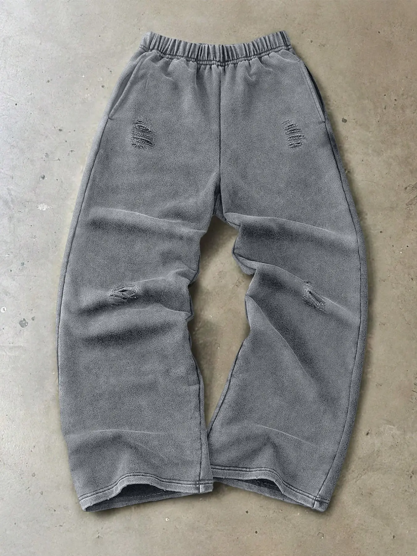 Men's Street Style Cotton Sweatpants, Loose Fit Wide Leg Pants, Elastic Waist Knit Sports Pants, Vintage Washed Fabric, Casual Daily Wear, Athleisure Pants, Casual Comfy Sporty