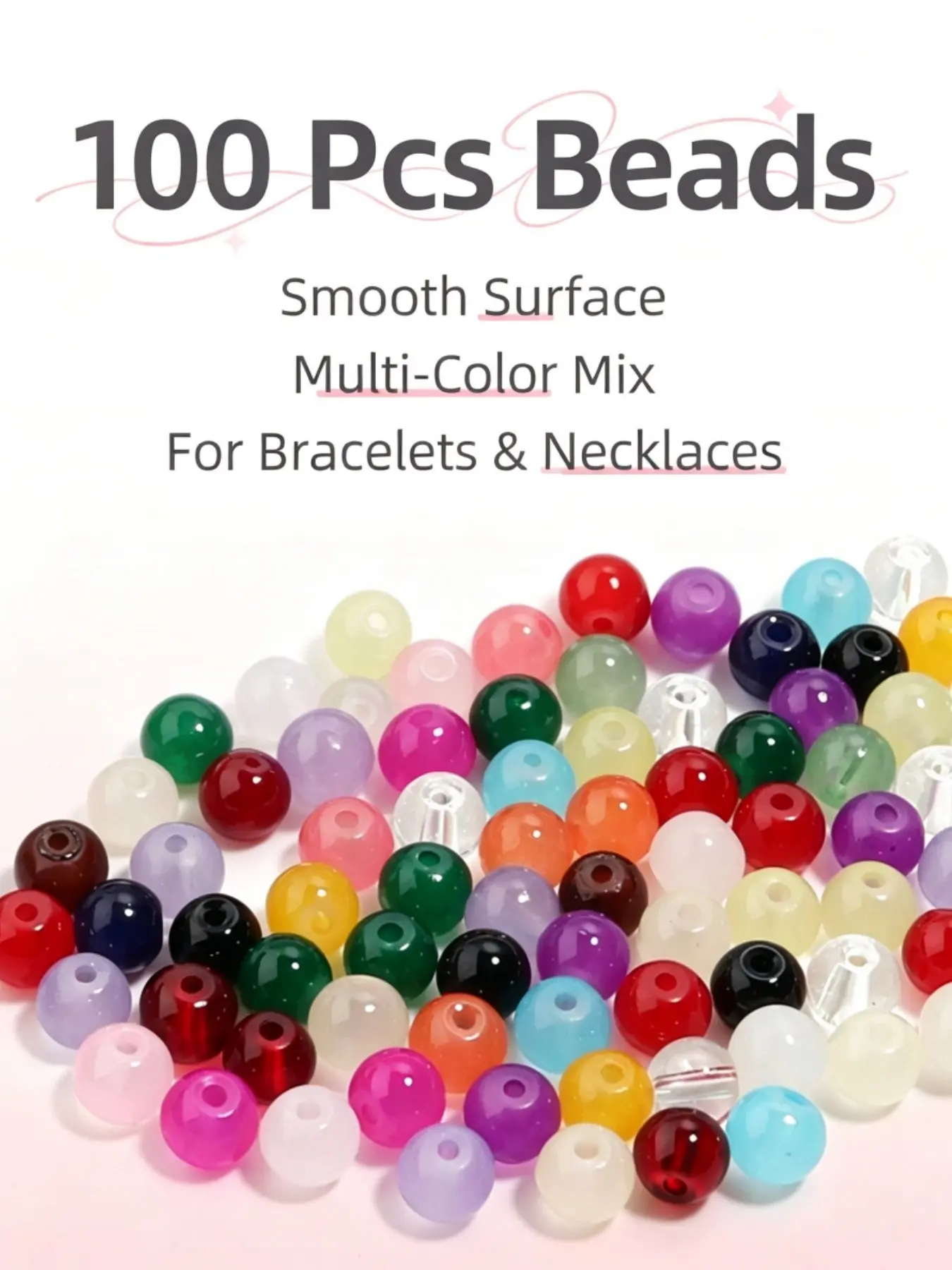 100pcs 8mm Multicolor Round Glass Beads, Smooth Crystal Spacer Beads, Boho Style, DIY Jewelry Making, Bracelet Necklace Earring Accessories, DIY Beading Accessories