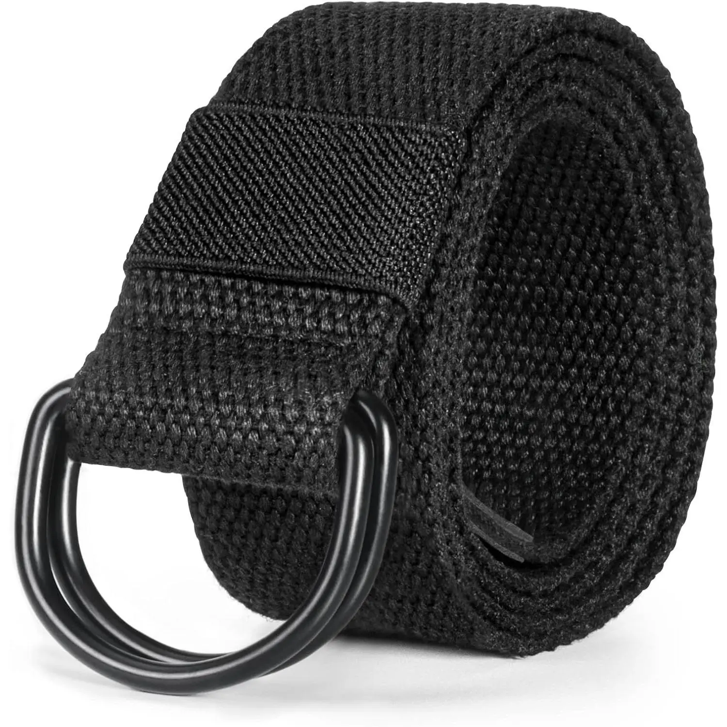 Mens & Womens Canvas Belt with Black D-ring Buckle 1 1/2" Wide Solid Color Fabric Belt for Men