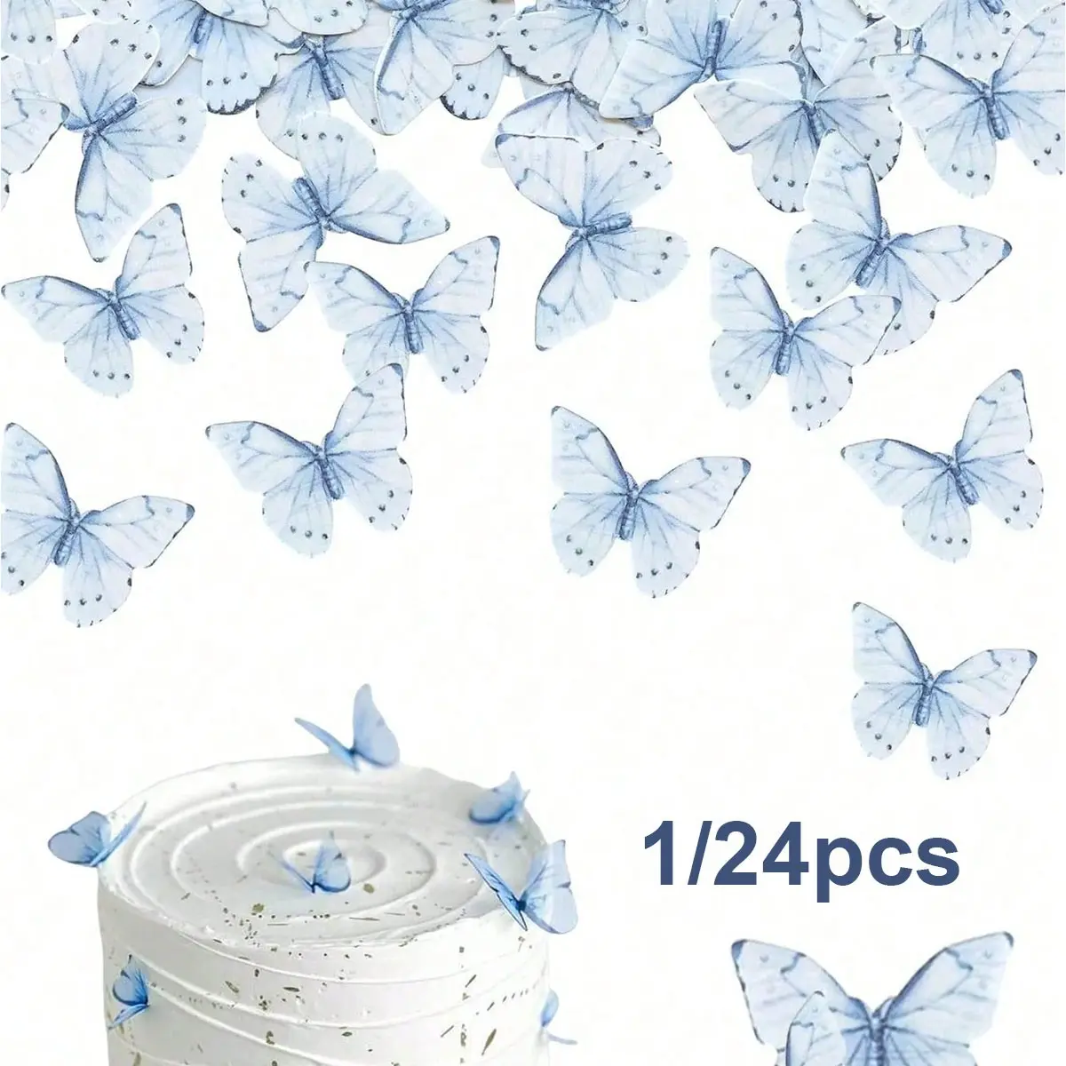 Butterfly Cake Decorations, Paper Butterfly Cupcake Flags, Fairy Birthday Cake Decor, Wedding Anniversary Party Decor, Spring Summer Cake Decor