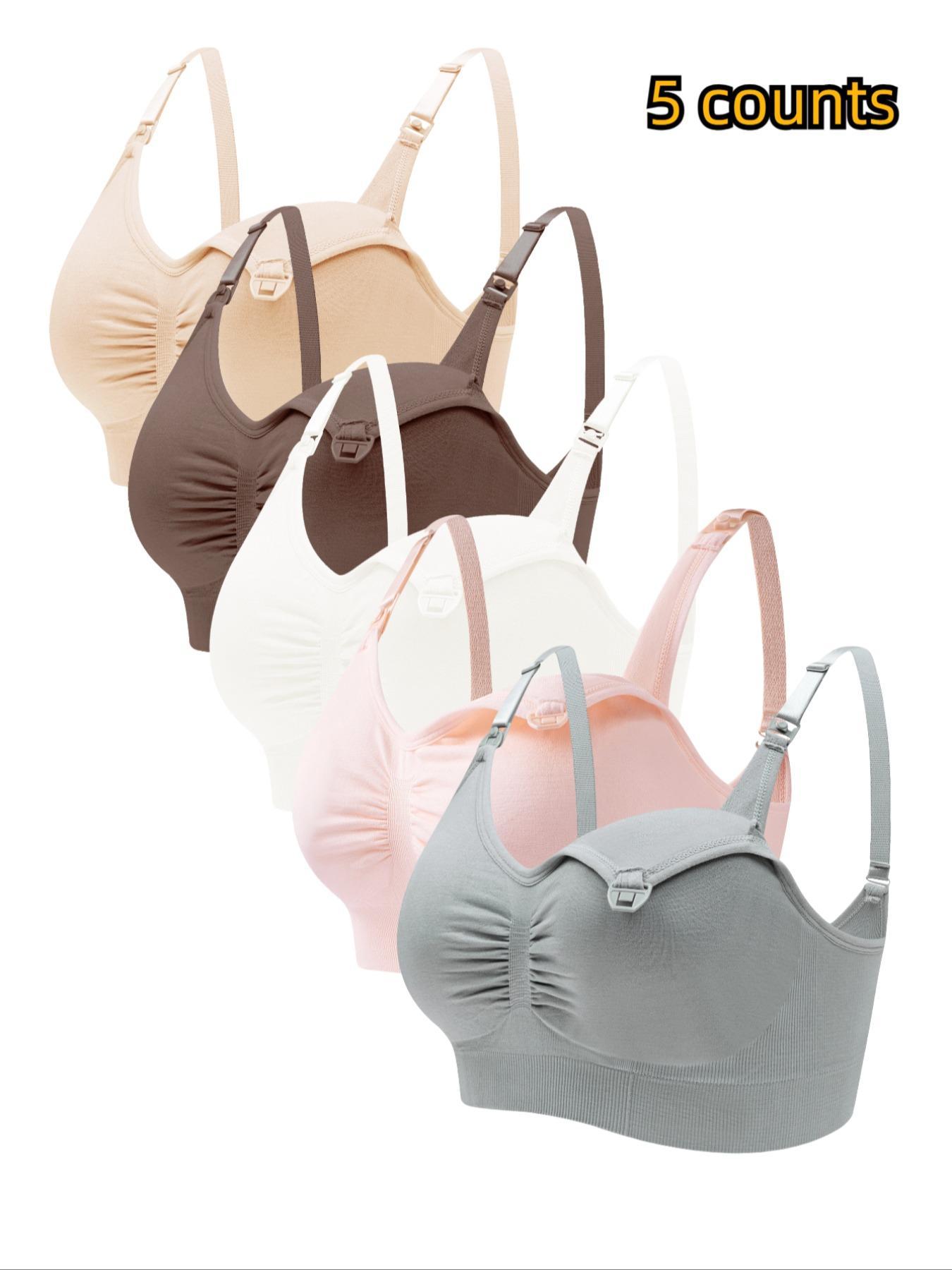 Women's Solid Ruched Adjustable Strap Nursing Bra, Seamless Padded Wireless Pregnancy Maternity Bra, Maternity Lingerie for Daily Wear