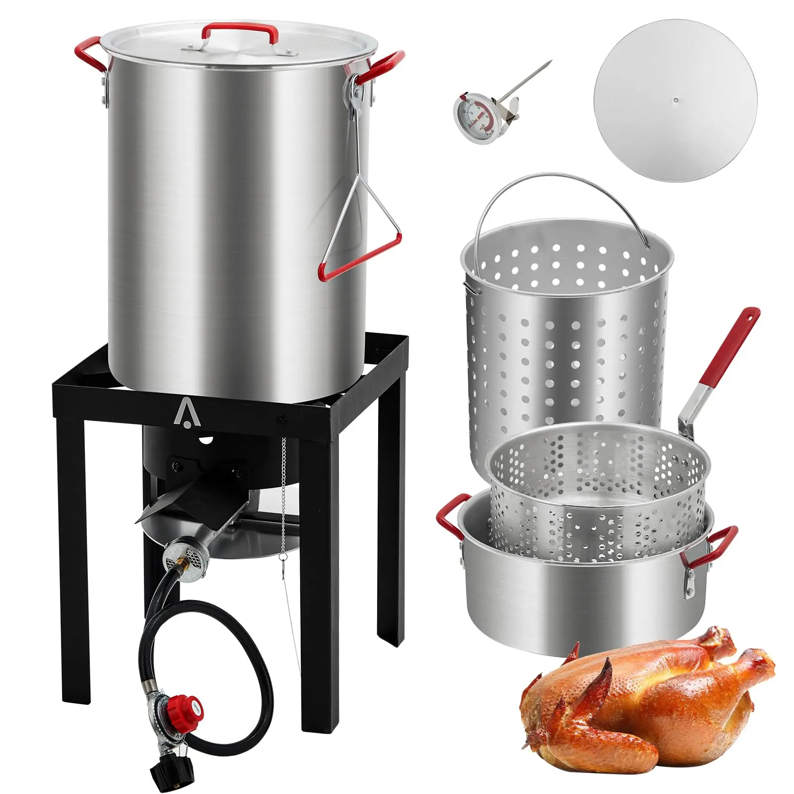 GARVEE Turkey Fryer, 30 QT Cooker Set and 10 QT Kit, 50,000 BTU Outdoor Propane Deep Fryers, Aluminum Turkey Deep Fryer and Propane Burner Kit, Outdoor Deep Fryer with Burner Stand