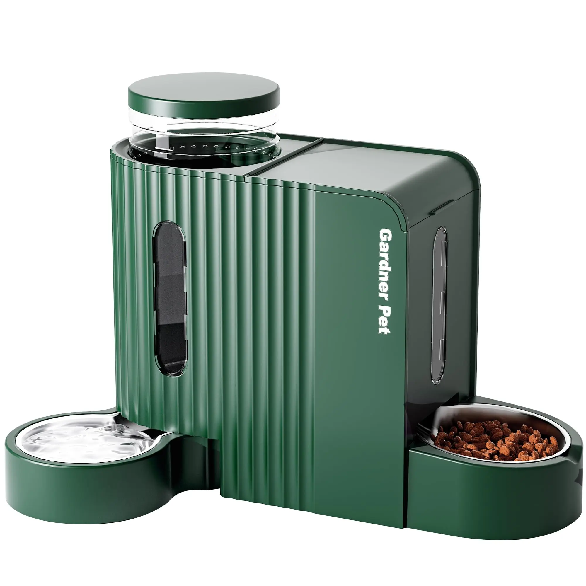 Gardner Pet Automatic Gravity Pet Feeder, 0.8 Gallons*2 Dog Feeder and Water Dispenser Set 100% BPA-Free, 2-in-1 Gravity Feeder with Stainless Steel Bowl for Dogs, Cats, Rabbits, Puppies (Green)