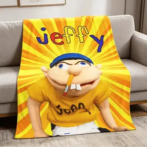 SML Jeffy Flannel Blanket Soft Funny Cozy Plush Throw Blanket for Sofa Bed Travel Lightweight Portable Warm Birthday Christmas Gift for Kids And Adults Home Decor