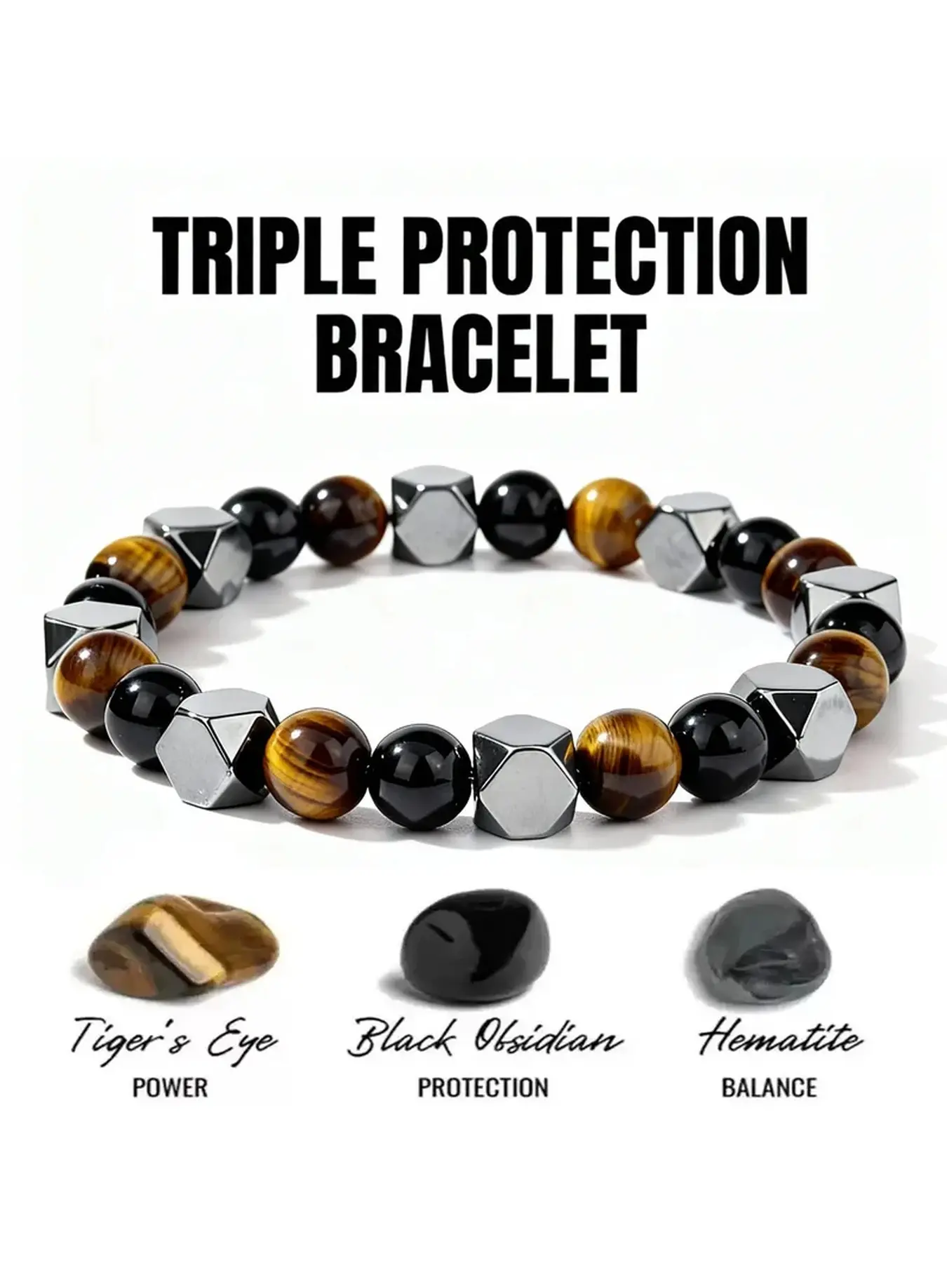 Boho Black Shell Bracelet for Men Natural Stone Pendant Irregular Beaded Wrist Chain Vintage Street Style Jewelry Gift