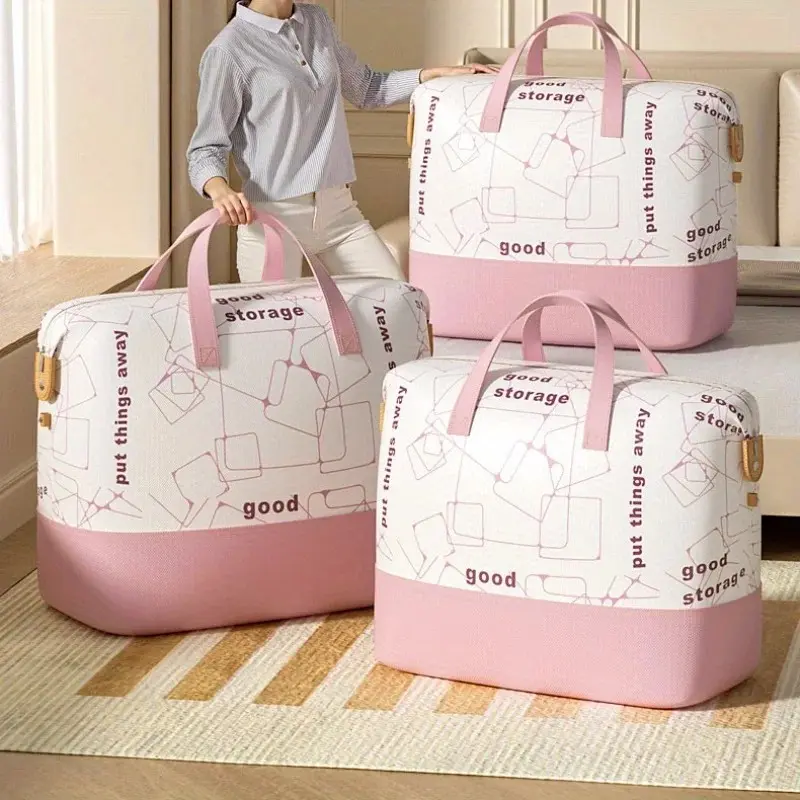 Large Handle Clothes Storage Bag Organizer, Reinforced Handle for Blankets, Comforters, Bed Sheets, Pillows, Toys, Household Essentials