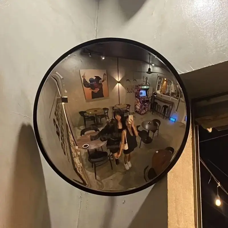 📸 The Ultimate "Fisheye" Selfie Spot! Black Art Decor Round Convex Mirror | Wide Angle Wall Mounted Home Decor Mirror for Living Room, Trendy Industrial Aesthetic Prop Decorative Mirrors