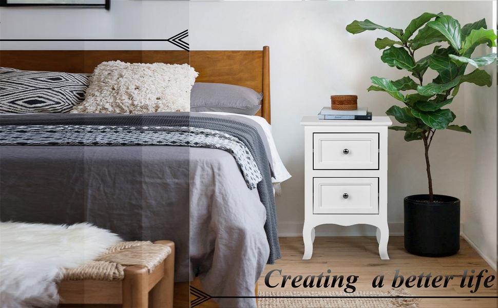 White Nightstand with 2 Drawers, Night Stands for Bedrooms, Small Bed Side Table/White Night Stand with Drawers for Small Spaces, College Dorm, Kids’ Room, Living Room, French, 16W x 12D x 24H White Nightstand with 2 Drawers, Night Stands for Bedrooms, Small Bed Side Table/White Night Stand with Drawers for Small Spaces, College Dorm, Kids’ Room, Living Room, French, 16W x 12D x 24H