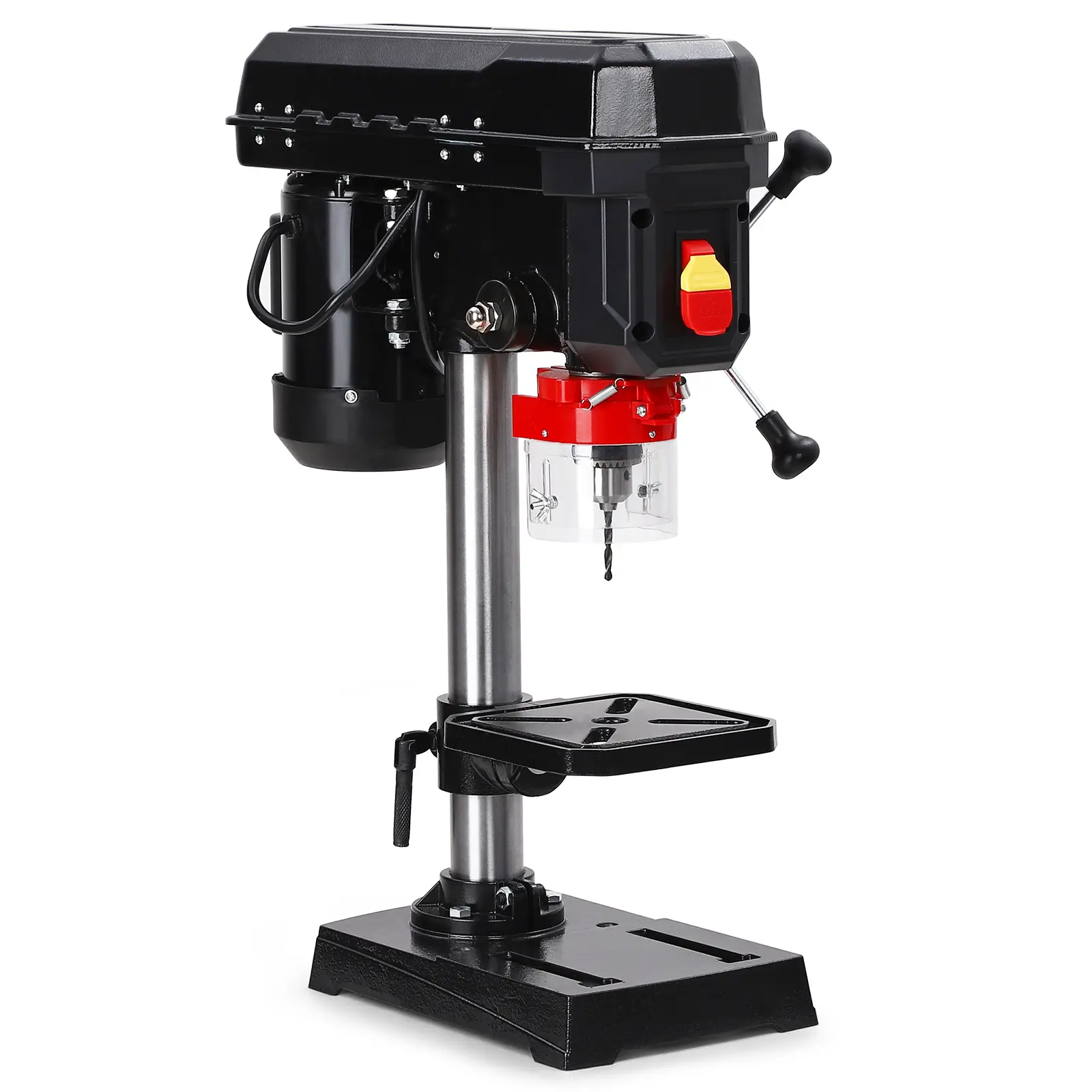 OP- Benchtop Drill Press, 2.5 Amp Induction Motor, 5-Speed Adjustable 740–3100 RPM, 0–45° Tilting Table, Precision Drill Machine for Wood & Metal, Professional Bench Drill Press