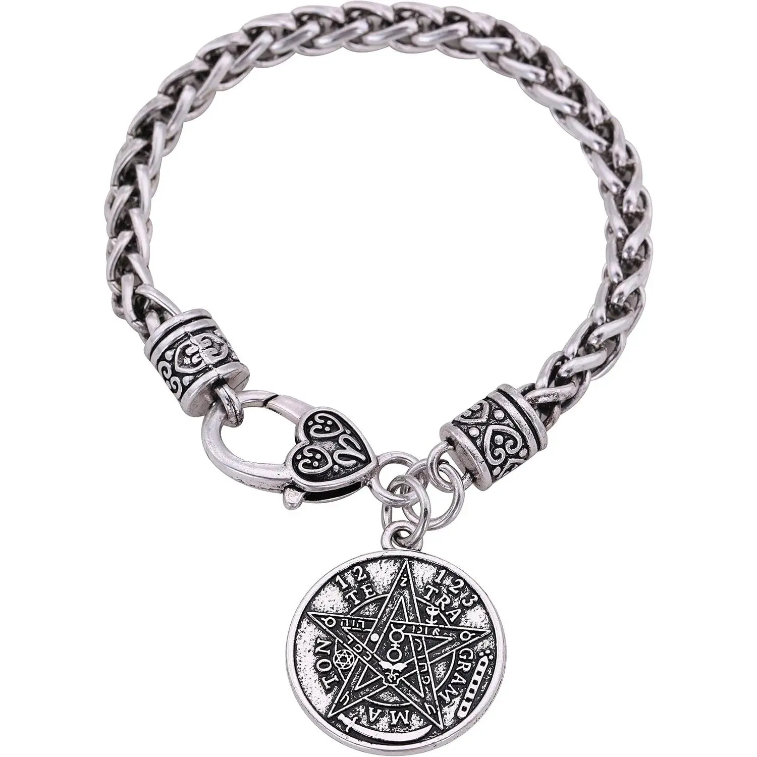 Ancient Hebrew Esoteric Tetragrammaton Pentagram Name of God  Wheat Chain Bracelet Blessing  for Men Women