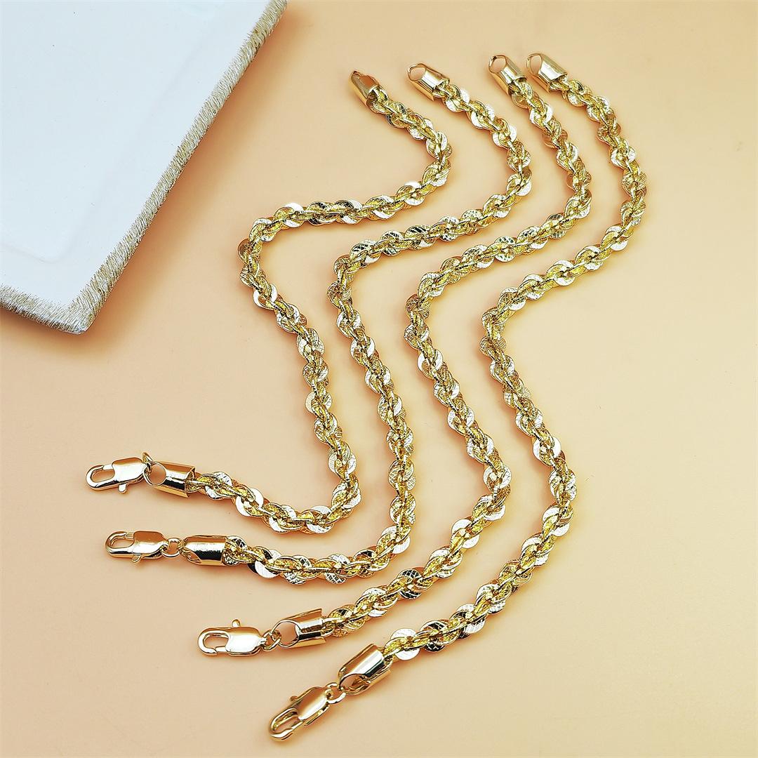 14K Gold Plated Twisted Rope Chain Bracelet for Women & Men Minimalist Luxury Jewelry Trendy Stackable Accessory High-End Daily Wear for Streetwear Party Vacation & Couples Matching