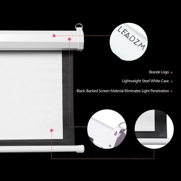 100" 4:3 80"*60" Motorized Projector Screen with Remote Control, Matte White Viewing Area, Ceiling/Wall Mountable, Silent Operation for Home Theater, Office, Classroom