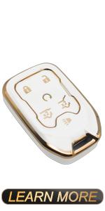 Key Fob Cover Compatible with Chevy Chevrolet Equinox Camaro Cruze Malibu Sonic Volt Spark Impala Buick Encore Allure TPU Remote Keyless Key Fob Case Protection Shell Accessories, White
