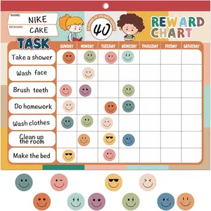 Boho 32 Chore Charts Behavior Reward Chart System,Sticker Chore Chart Pad for Kids with 2328 Stickers, 12.2" x 9.8" Magnetic Reward Chart to Develop Responsibility & Good Habits