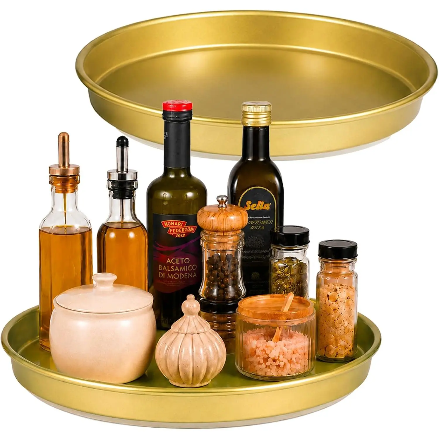 10" Metal Lazy Susan Organizer,  2 Pack,  Turntable Tray | Metal 360 Rotating Turntable Organizer For Kitchen, Fridge, Pantry Cabinet Counter, Condiment Rack, Table Decor,  2 Pack