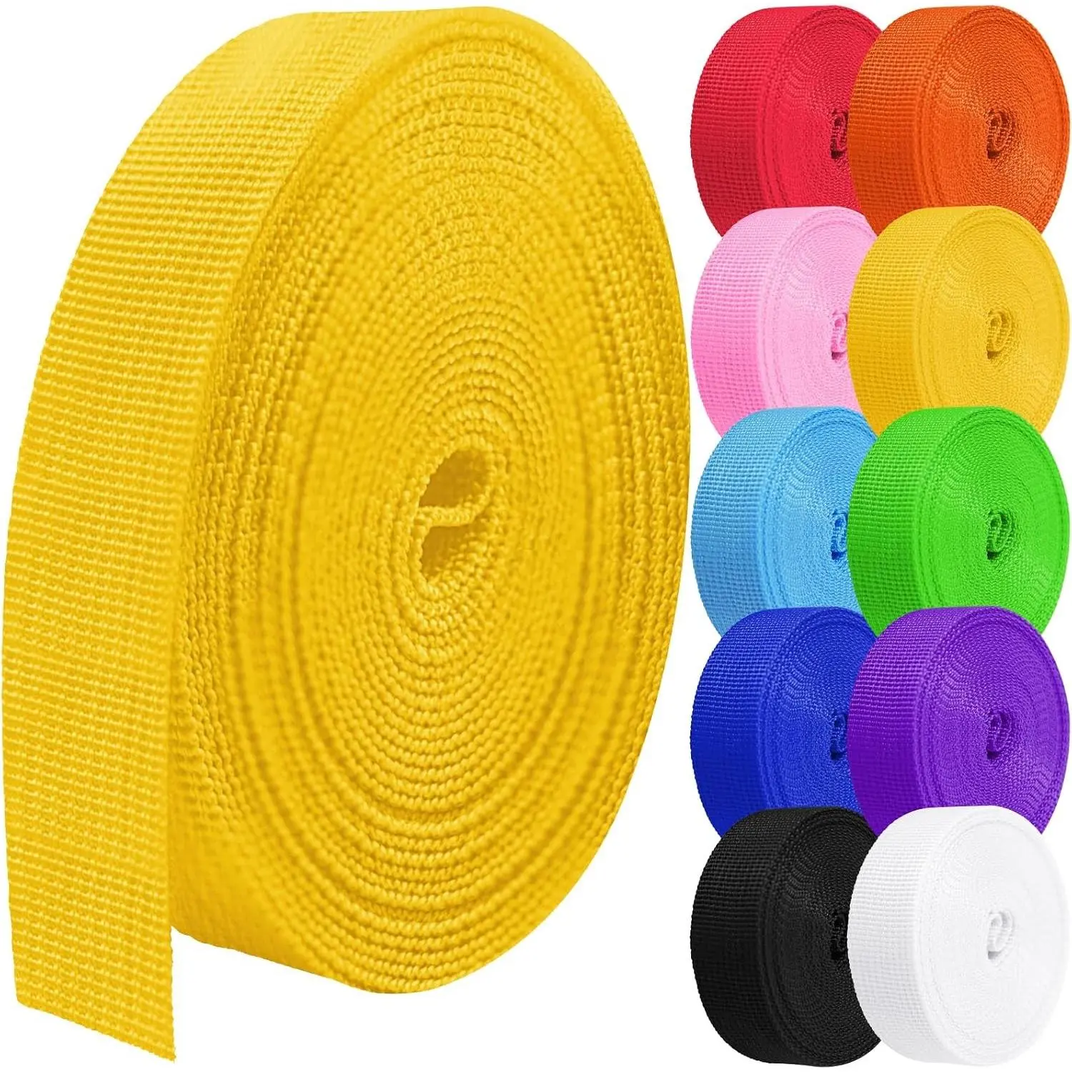 Polypropylene and Nylon Webbing Straps, Multiple Sizes 1/1.5/2 Inch Width 5 10 25 50 100 Yards Length Webbing Strapping