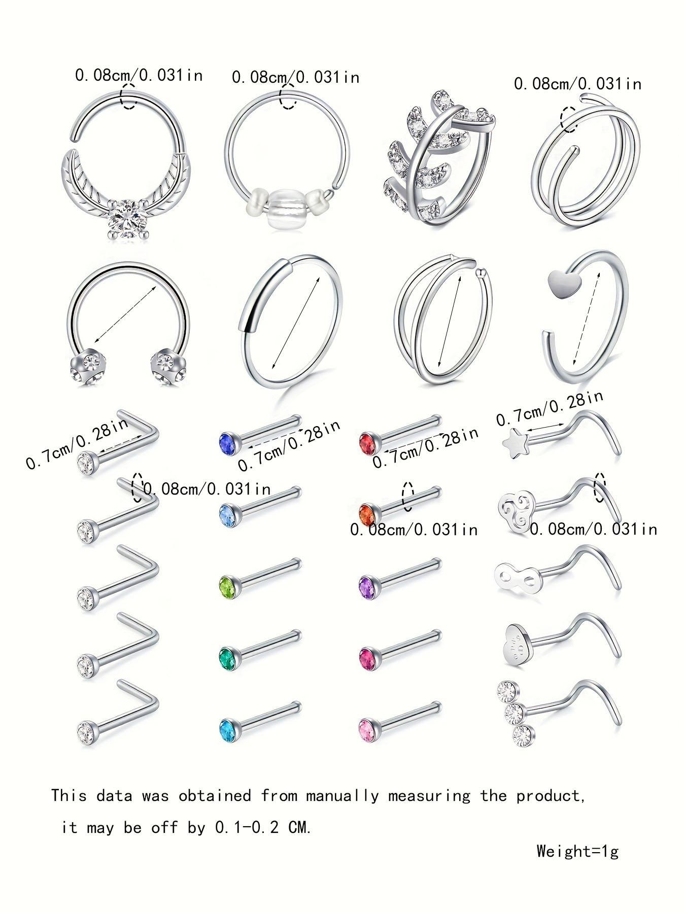 2024 New Rhinestone Inlaid Flower Decor Cute Nose Ring As Gift, Luxury Jewelry, Stainless Steel Heart Decor Body Nose Piercings Jewelry for Women & Men, Fashion Summer Jewelry for Party, Spiral Nose Ring, Nose Rings Hoops