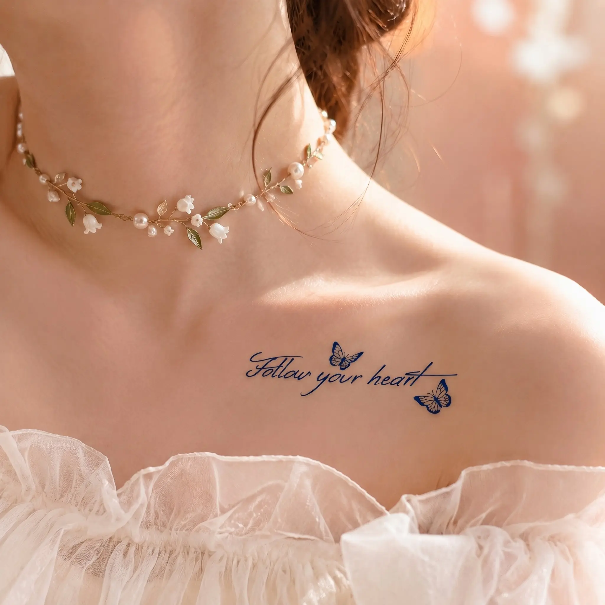2 Pcs Butterfly Quote Temporary Tattoo Stickers, Waterproof Body Tattoos, Temporary Fake Tattoos, Easy to Apply and Remove, Perfect for Parties and Events