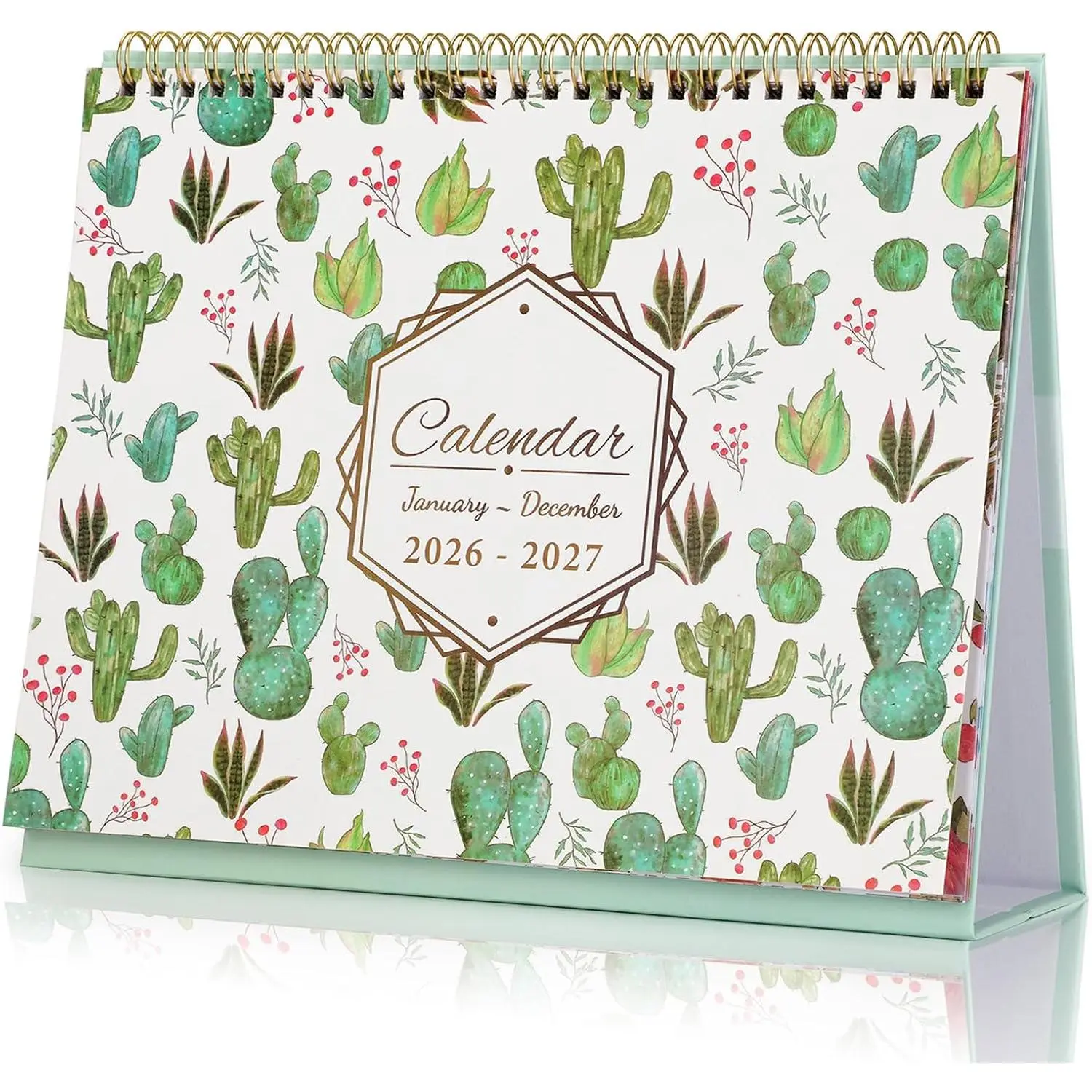 2026-2027 Desktop Flip Calendar [Full 2-] 24 Month Small Standing Up Planner Desk Calendar (Jan.2026-Dec.2027) Cute Office Desk Decor Monthly Glance Calendars for Men Women Office,Green