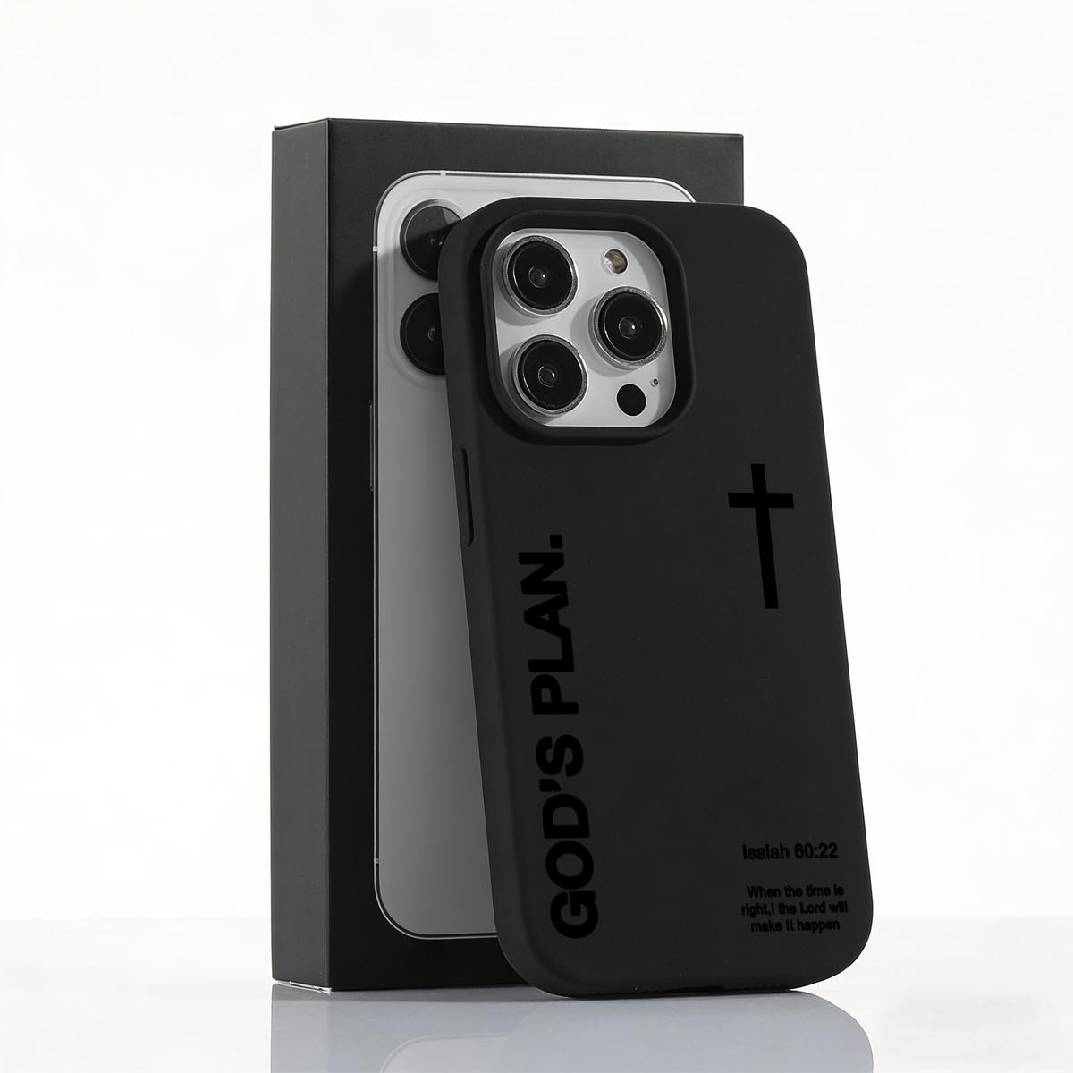 1PC "God's Plan" Isaiah 60:22 Bible Verse Cross Smartphone Case, Large-Hole Skin-Friendly Protection Cover for iPhone 11-17 Plus/Air/Pro, Handheld Cellphone Device Christian Gift