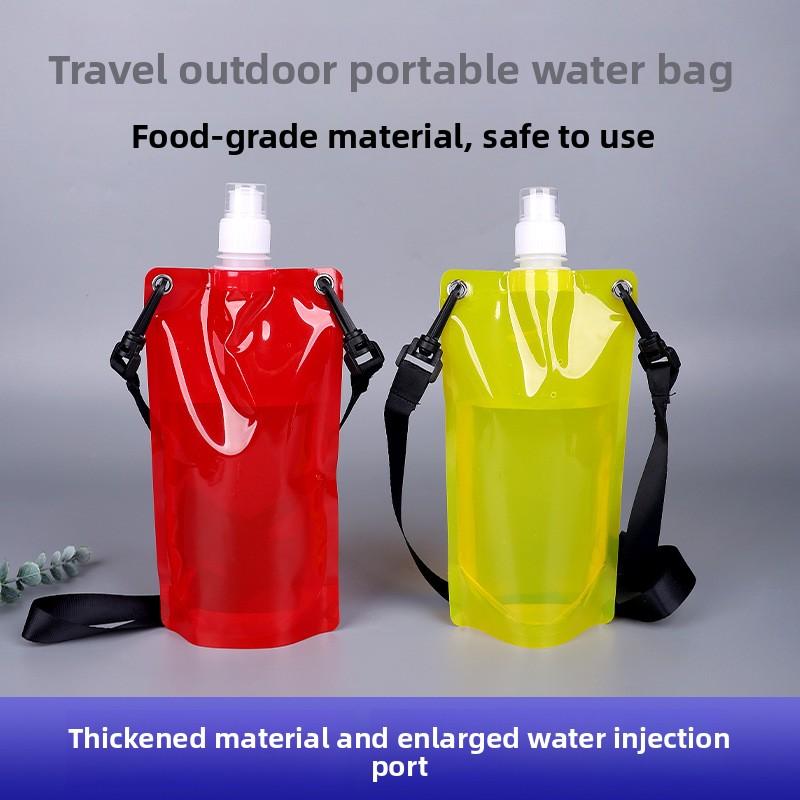 Folding Water Bag Bar Music Festival Plastic Soft Water Bag Lanyard Convenient Water Bag Mountaineering Cycling Water Bag