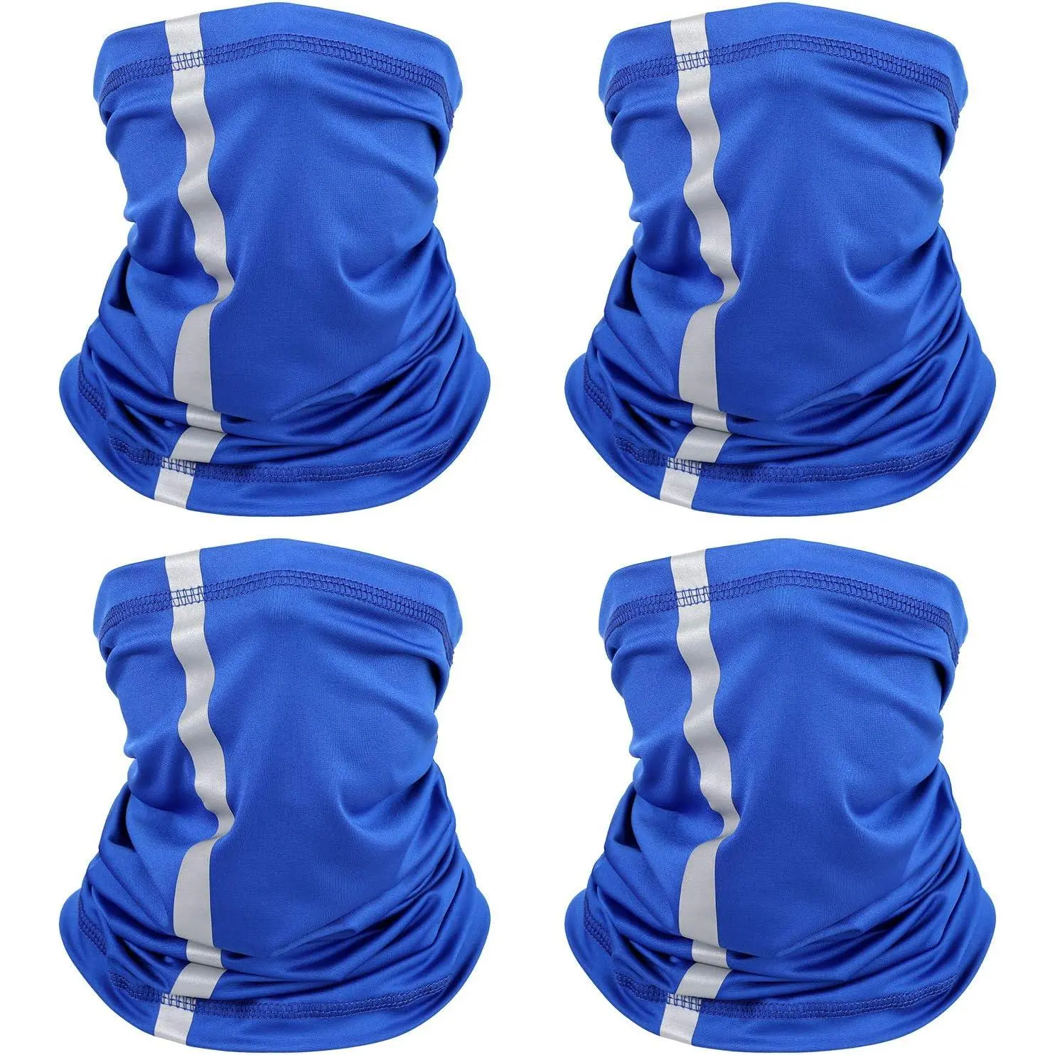 4 Pcs Neck Gaiter Face Mask for Men, Reflective Summer Balaclava in Bright Colors with UV Sun Protection for Biking & Shopping, Male, Adults, Fishing, One Size