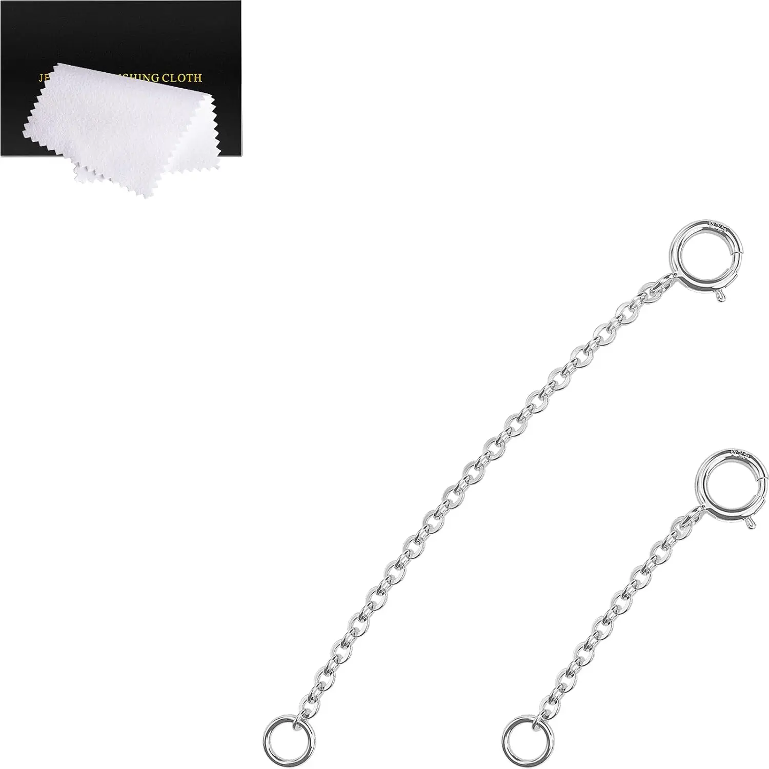 Necklace Extender , 925 Sterling  Necklace Extender Chain Bracelet Anklet  Extensions for Women, 2 count Set (1, 2 Inches)