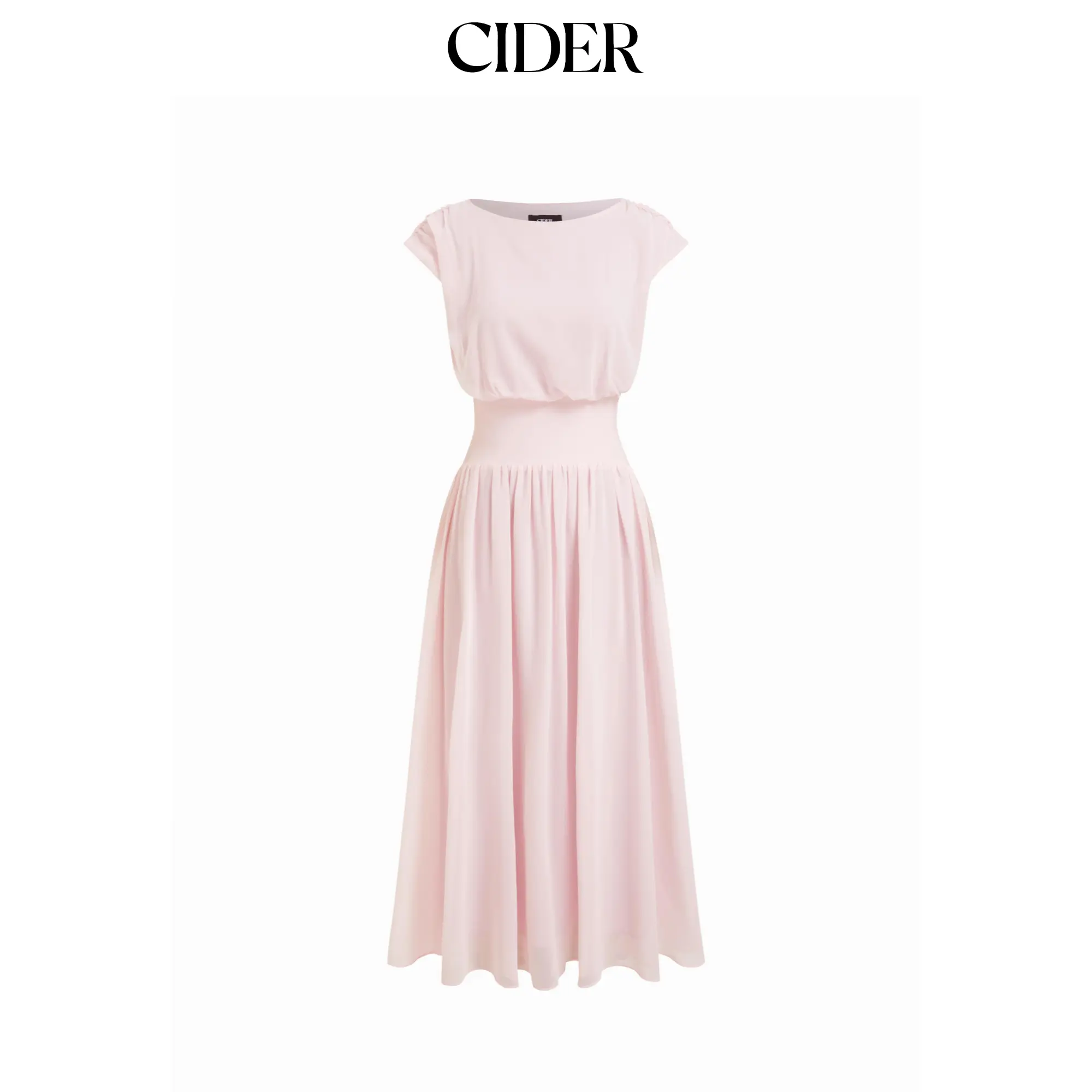 Cider Chiffon Draped Flared Maxi Dress