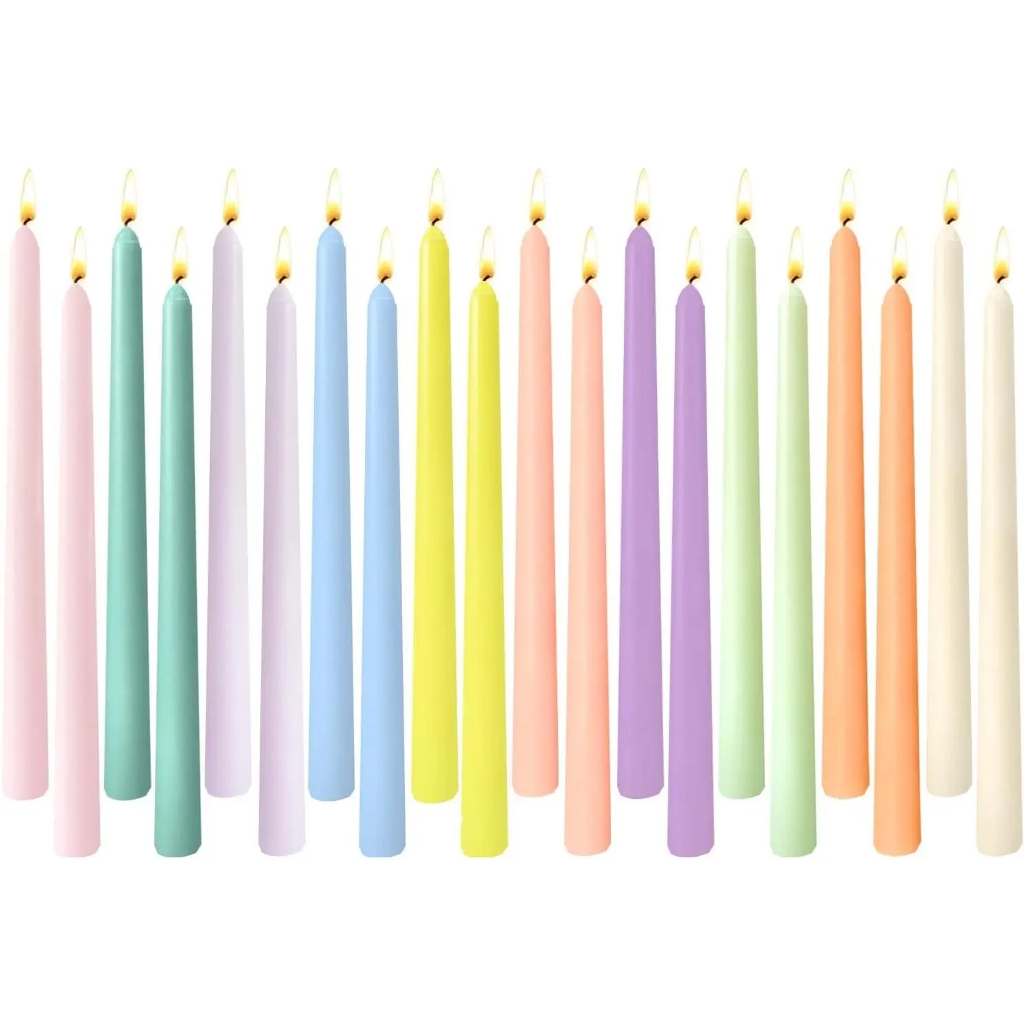 20 Pack Pastel Taper Candles, 10 Colors Macaron Unscented Dinner Candles, 10 Inch Dripless Candlesticks, Long Burning Decorative Tapered Candles for Home Decor, Wedding, Birthday, Baby Shower, Party