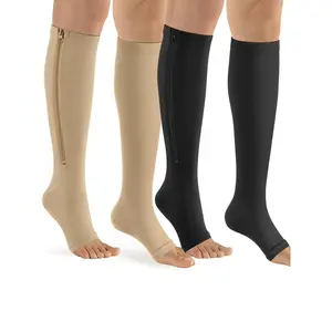 Nylon Zipper Compression Socks 20-30mmHg Support Graduated Stockings for Mens Womens Athletic Running