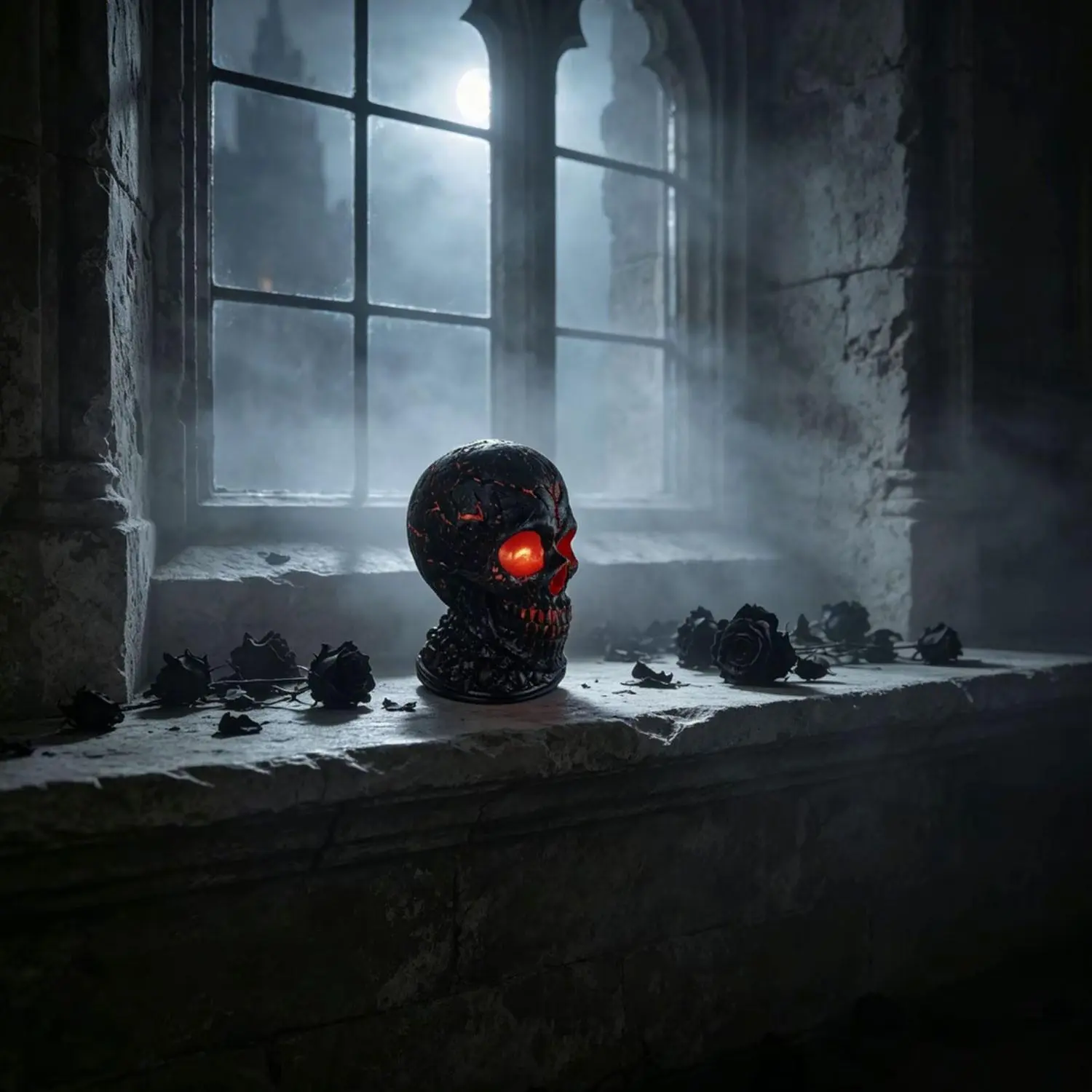 New USB Skull Flame Desk Lamp, Halloween Gothic Decorative Item, Mysterious Atmosphere Creating Lamp, Halloween and Christmas Decorative Lighting for Ambiance