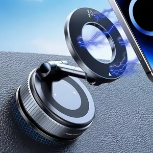 Guccqueen Universal Magnetic Car Phone Holder Strong Vacuum Suction Cup Mount for All Smartphones & Vehicles Foldable Design Works on Dashboard Gym & Bathroom Mirrors