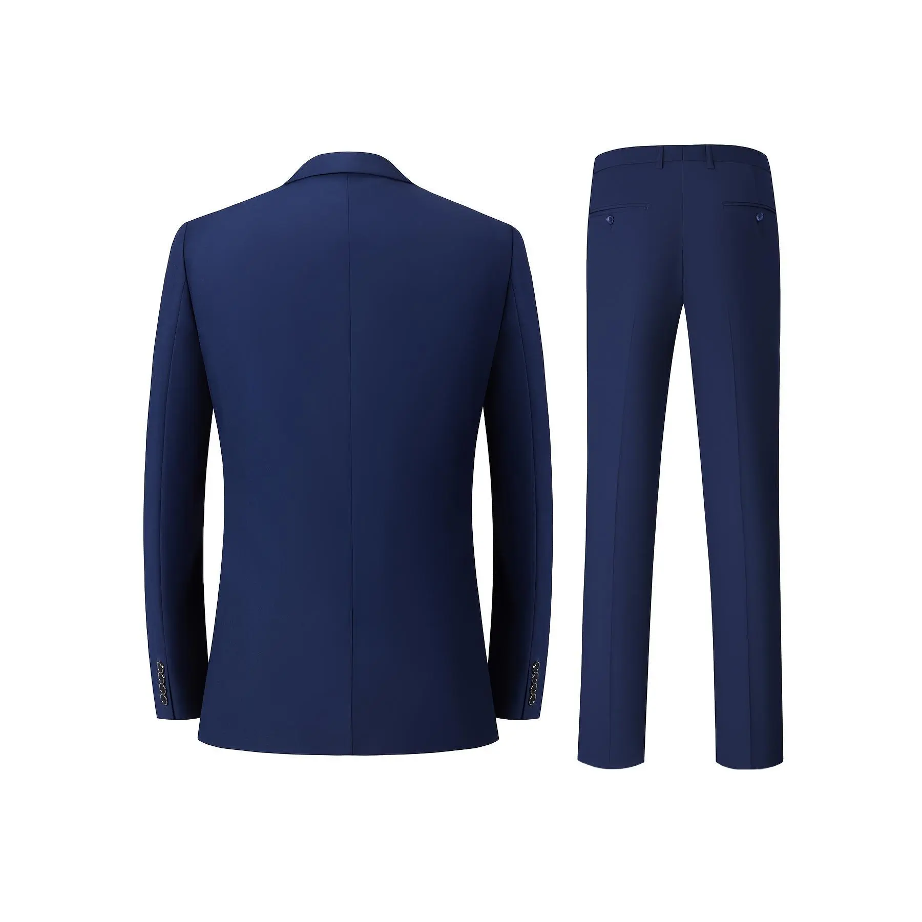 Men's Top 4-Piece Slim Fit Suit Set - Woven Silky Smooth Solid Formal Lapel Blazer, Vest, Tapered Trousers, Leather Belt, Long Sleeve Button Front Fitted Jersey Spandex-Rayon Soft Wrinkle-Resistant Office Evening Workwear Basics