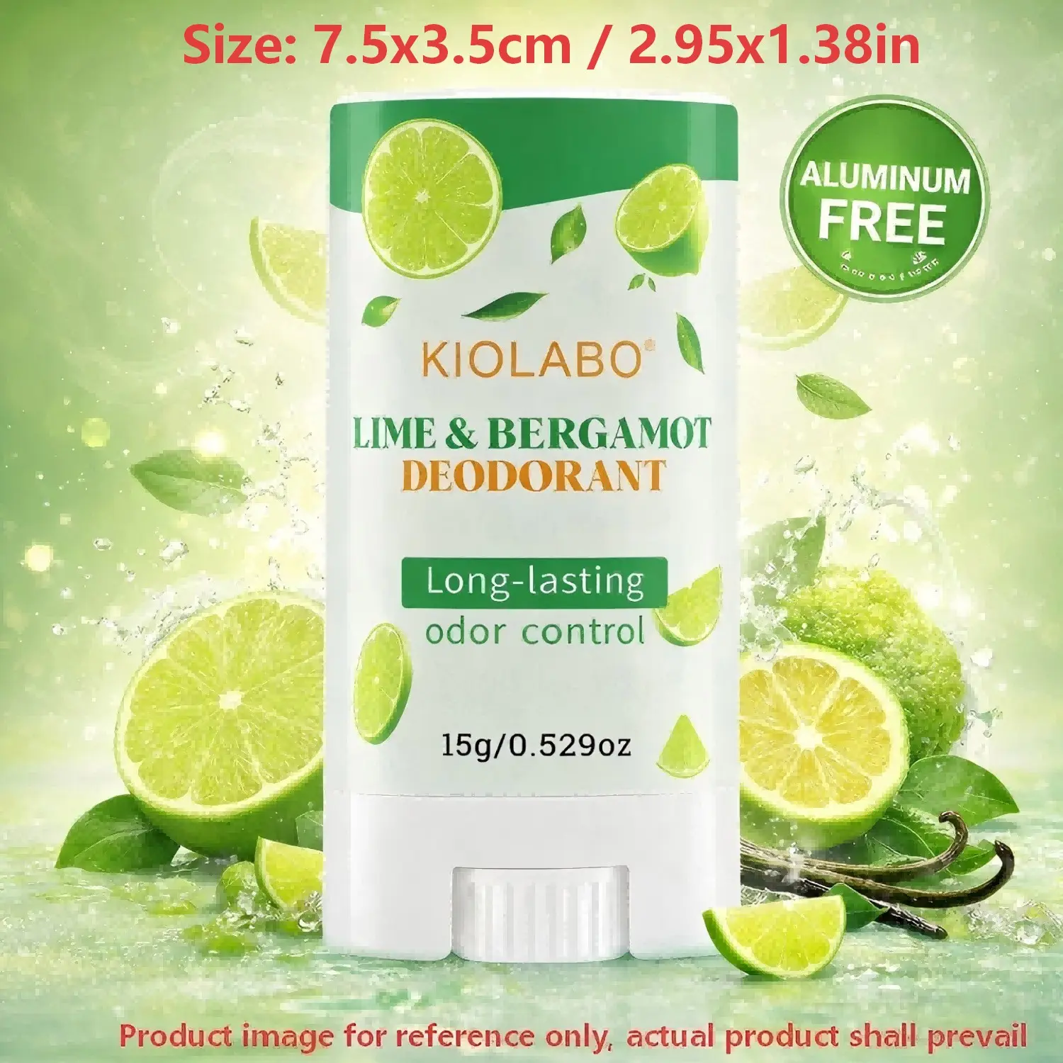 Lime & Bergamot Antiperspirant Deodorant Stick, Aluminum Free & Baking Soda Free, 24H Long-Lasting Daily Odor & Sweat Protection, Fresh Citrus Scent 15g