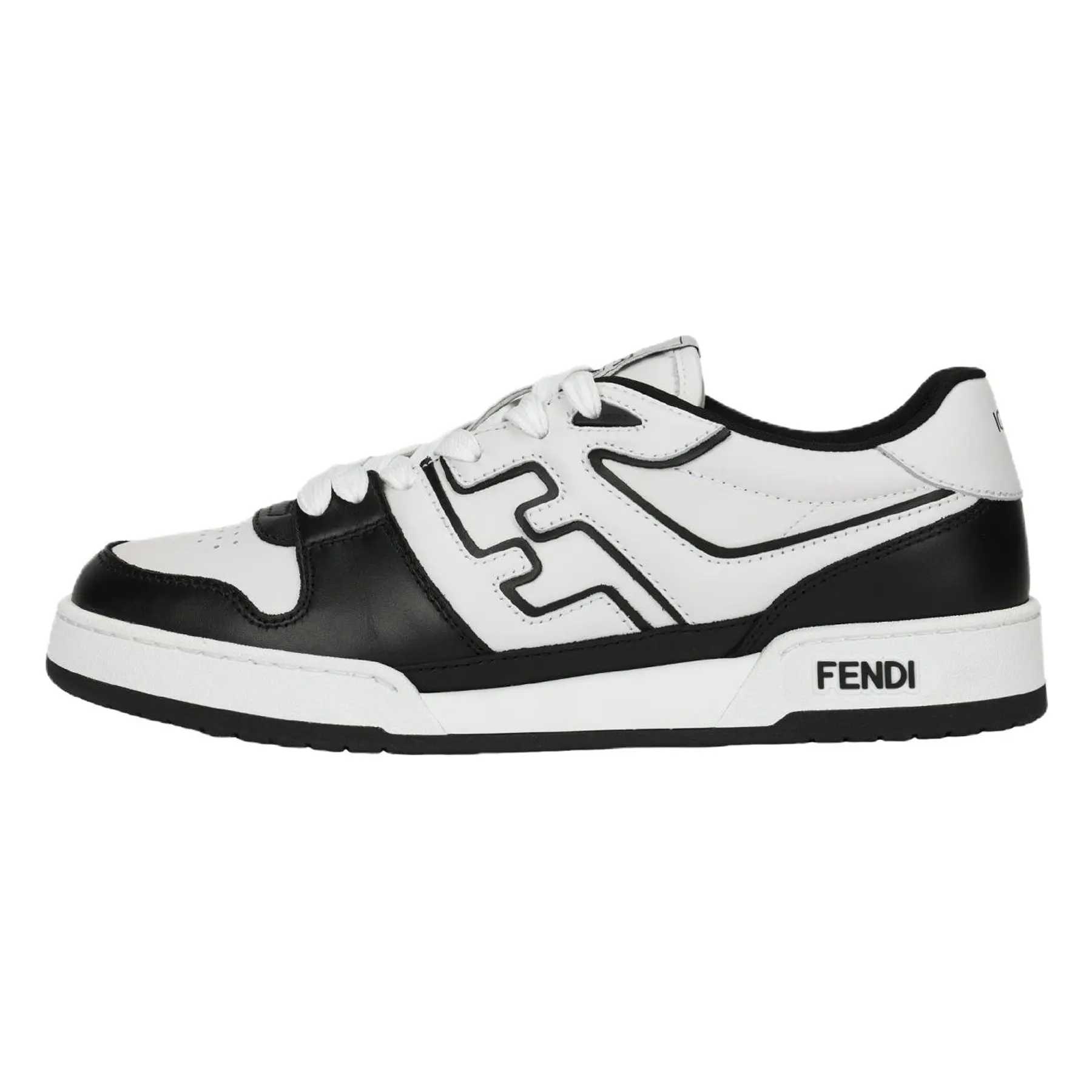 Men's FENDI Match Leather Round-Toe Lace-Up Low-Top Casual Walking Shoes Trainers - Black & White Trending Footwear, Maison Mihara Verifiable with Credentials & Global Authentication Support
