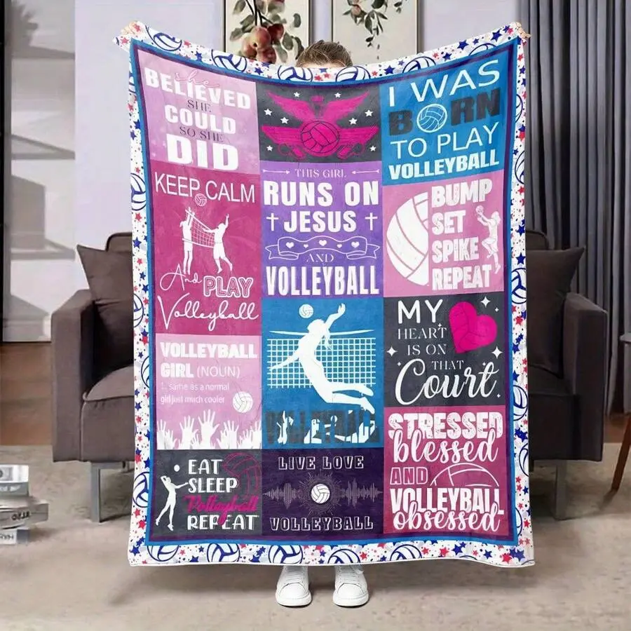 Volleyball Theme Flannel Blankets & Throws Sofa Towel,Soft  Comfortable Throws Blankets Birthday Gifts  Family HolidayDaily CoupleParty Anniversary Wedding Souvenir Blankets Halloween  Christmasgraduation Season