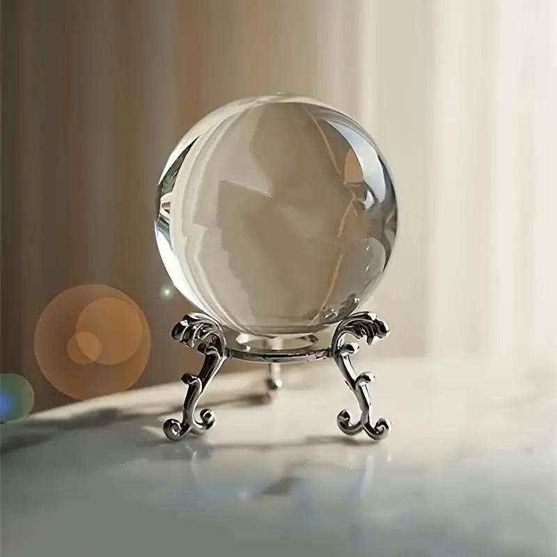 Elegant Crystal Ball Set for Photography & Home Decor, Dazzling Halo Ambiance Accent, Modern Magic Tabletop Decor, Versatile Keepsake for Adults