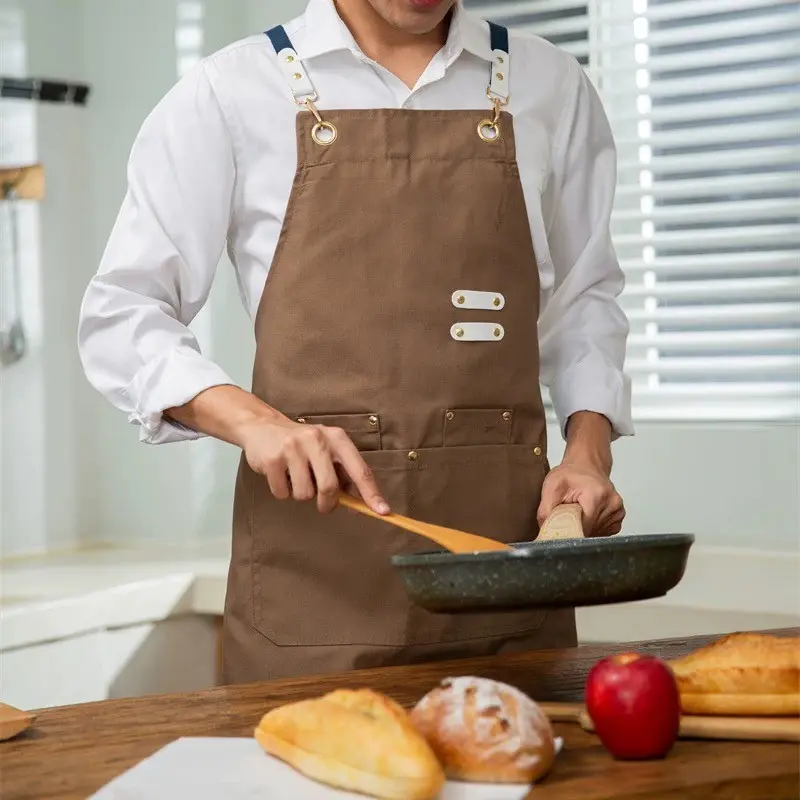 Stylish Chef Apron with Large Storage Pockets, Adjustable Shoulder Straps, Casual Design for All Seasons, Ideal for Home Cooking