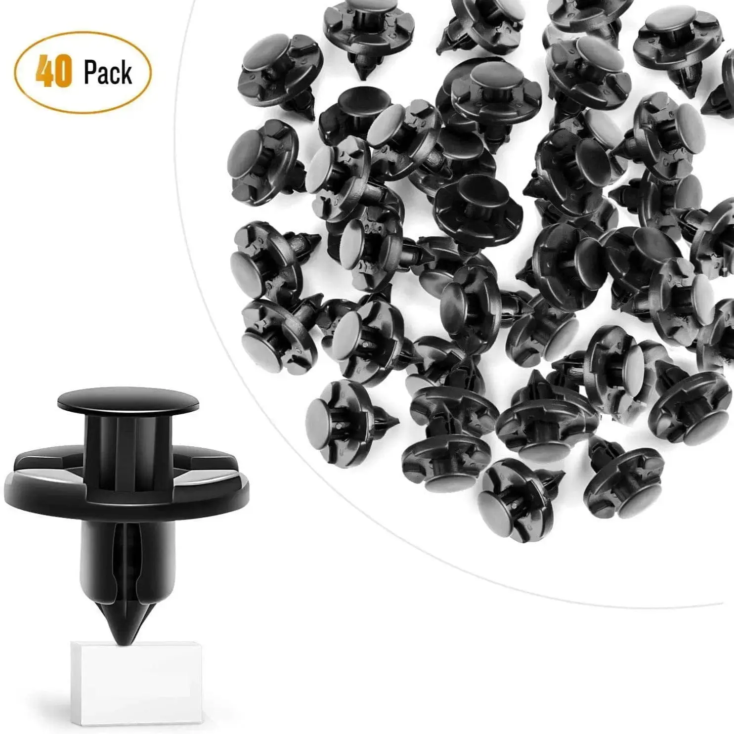 Nilight 40-Pcs Nylons Automotive Bumper Retainer Clips Kit, 9mm Stem Length 20mm Size Lightweight Durable Fasteners for Bumper Fenders, Cars Trucks, OEM 01553-09321 Replacement