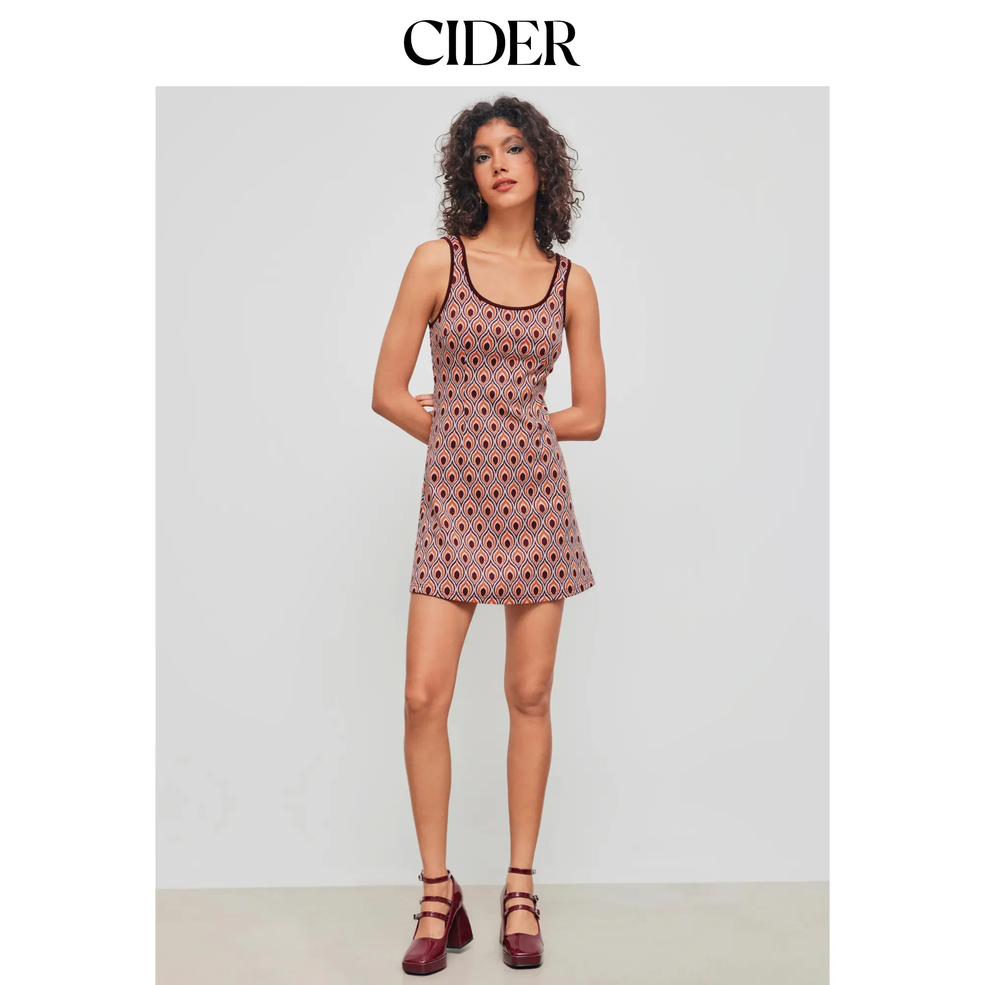 Cider [size 0-26] Scoop Neckline Geometric Contrasting Binding Mini Dress SummerFinds