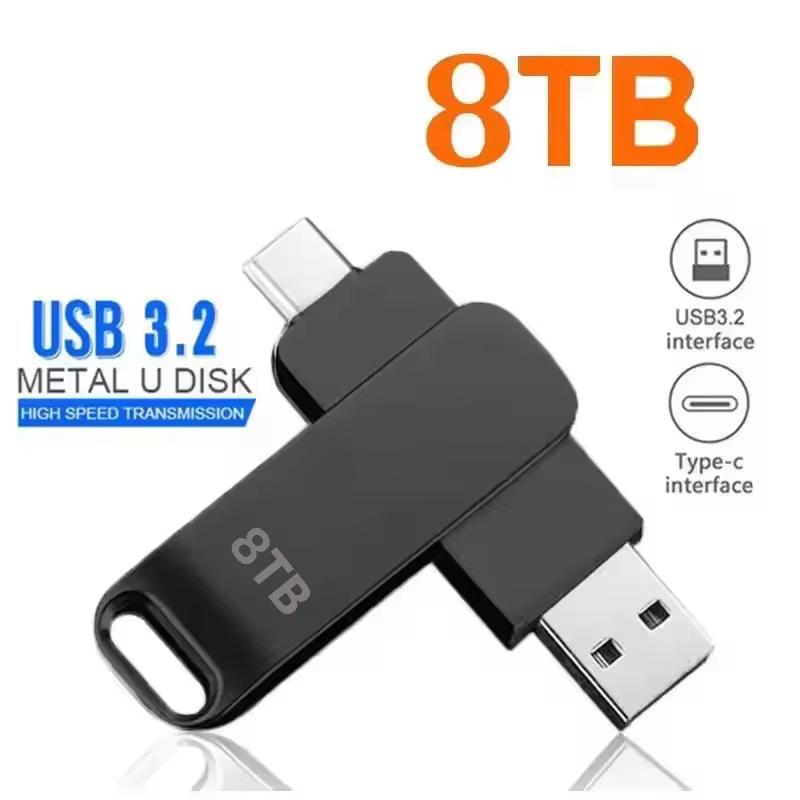 16TB USB 3.2 Flash Drives High Speed Transfer Metal Pendrive Memory Card Pendrive Flash Disk Memoria Waterproof Stick