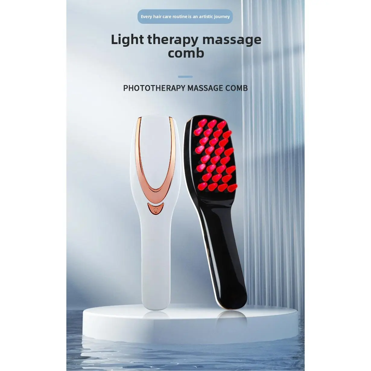 Electric Scalp Massager Brush with LED Light Vibration USB Rechargeable