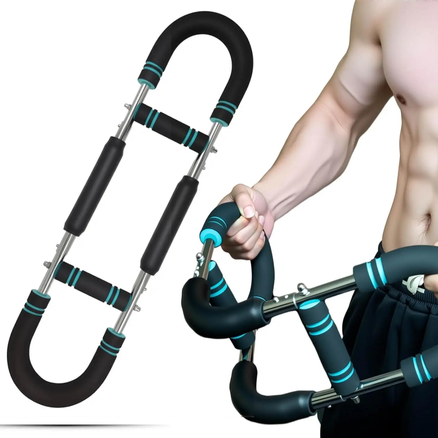 Twister Arm Exerciser for Men, Adjustable Metal Spring Chest Strengthener with Anti-Slip Foam Handles, A Portable Solution for Home Gym Workouts, Supports up to 100lbs